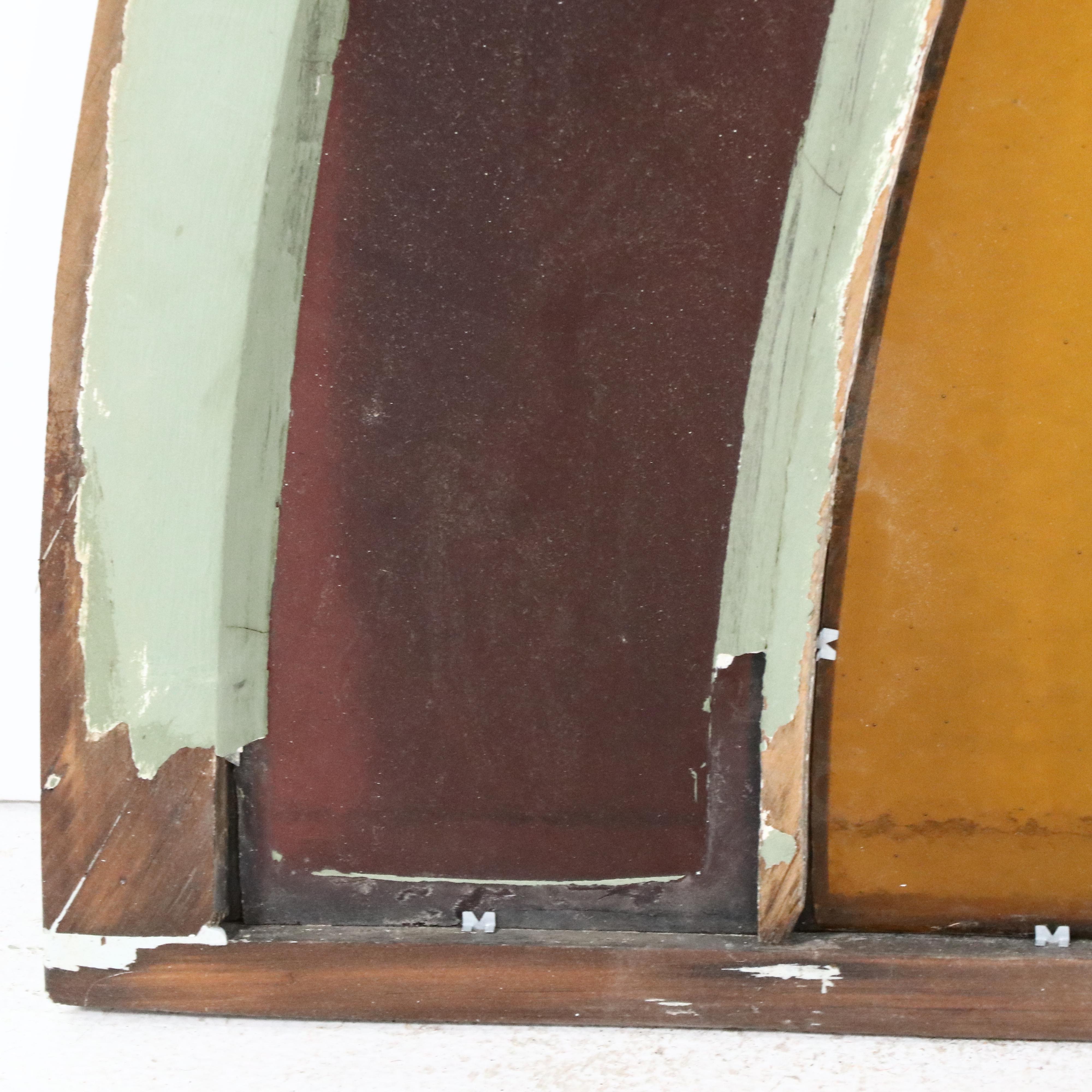 Italian Style Stained Glass Arched Window Panel