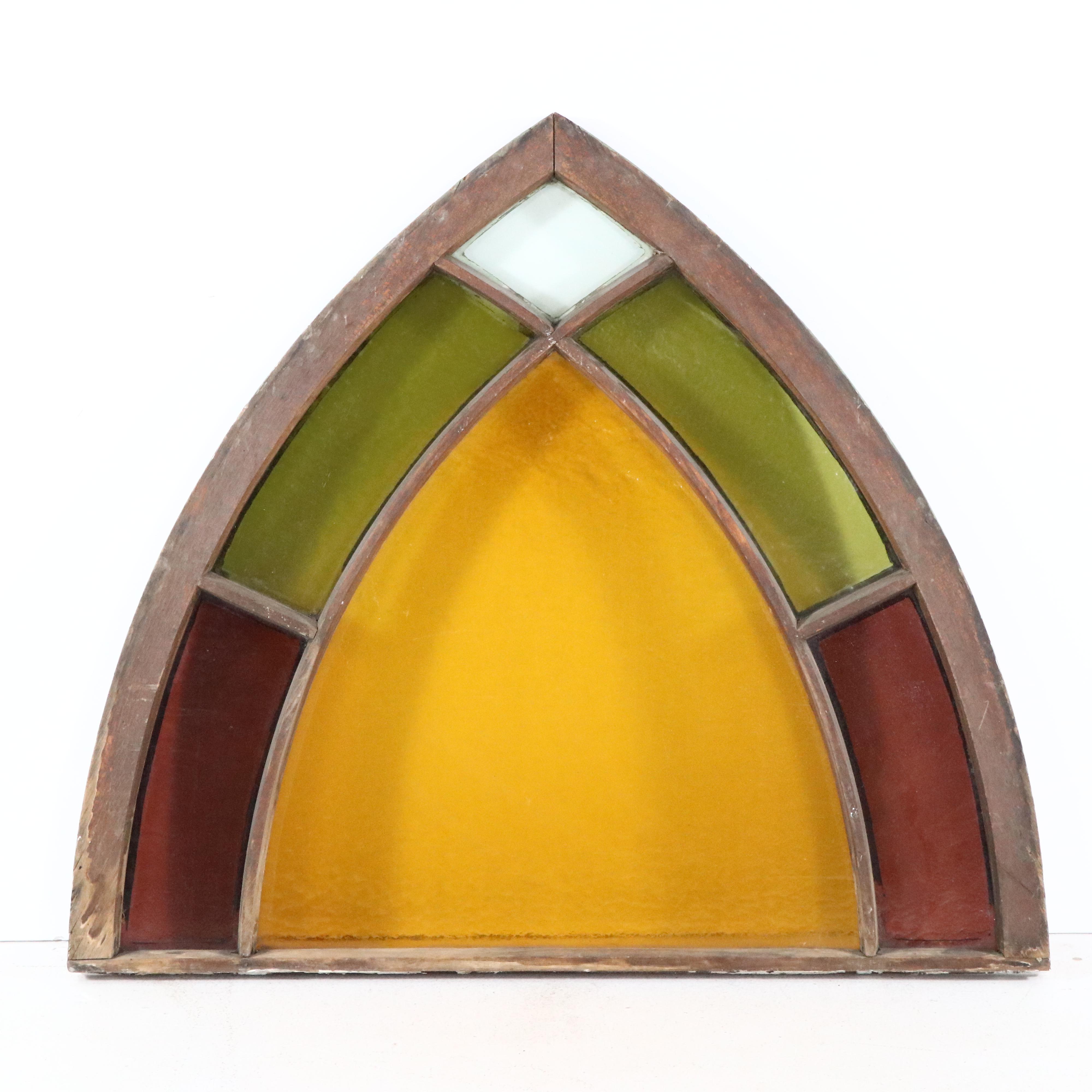 Italian Style Stained Glass Arched Window Panel