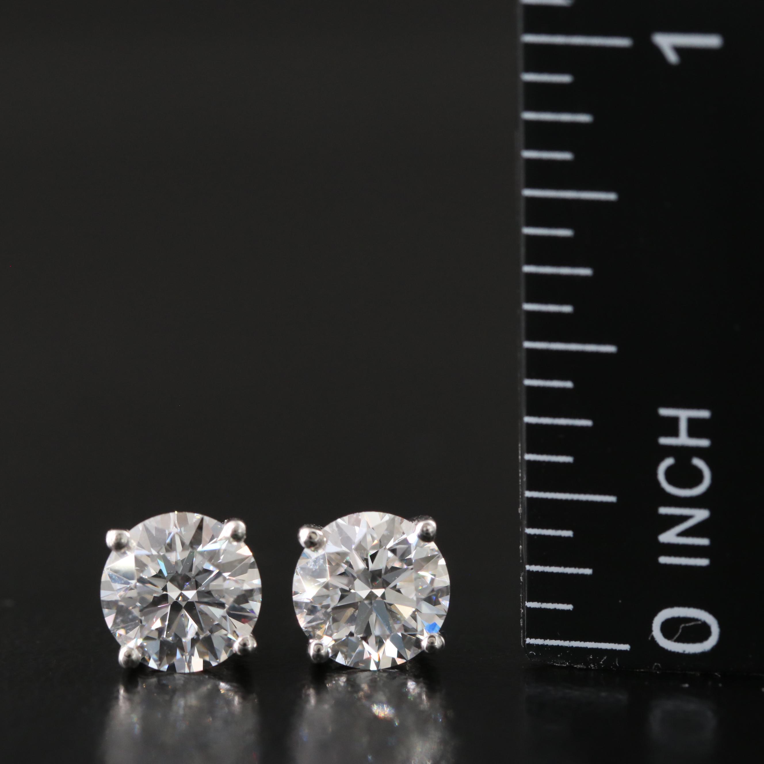 Platinum 2.14 CTW Lab Grown Diamond Stud Earrings with IGI Reports