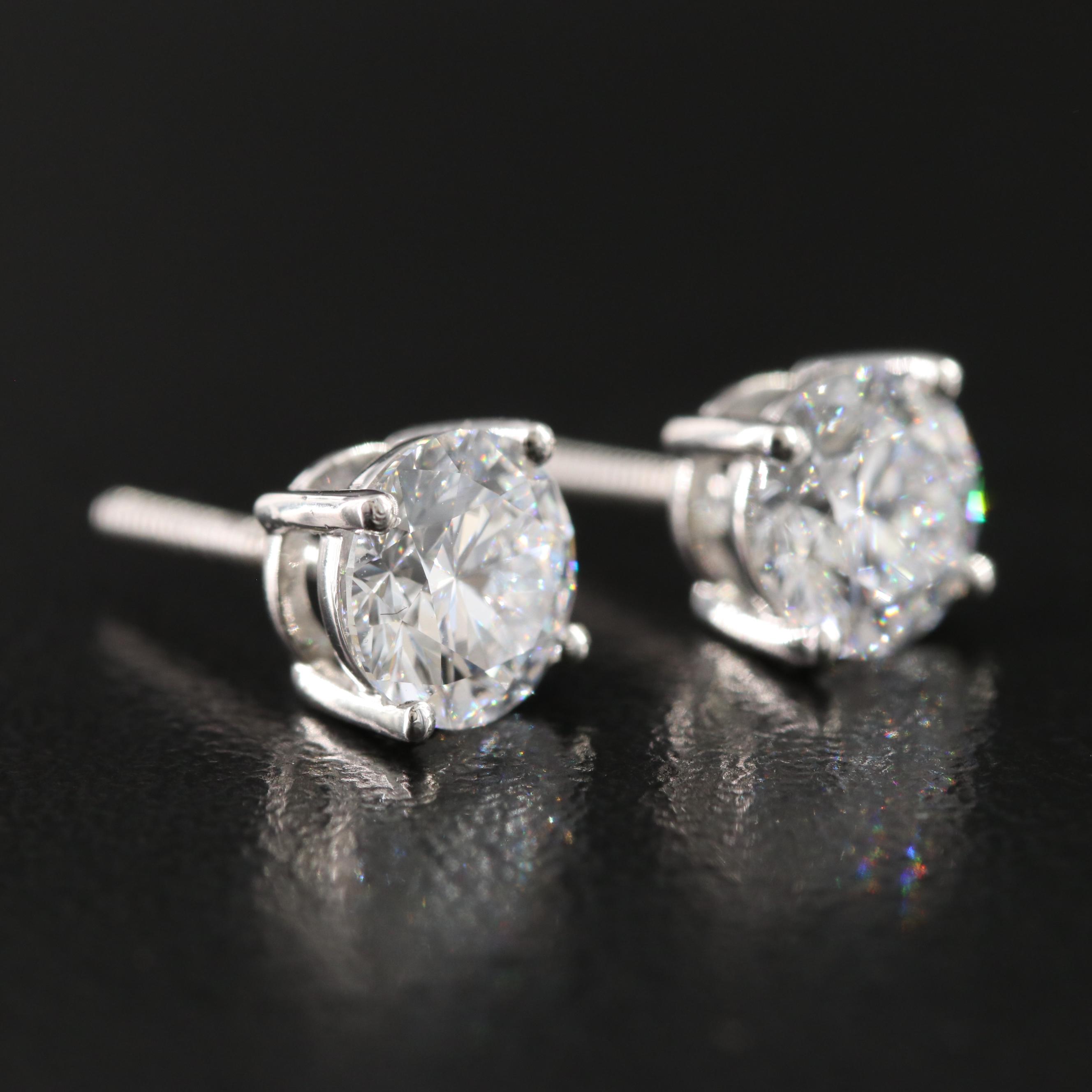 Platinum 2.14 CTW Lab Grown Diamond Stud Earrings with IGI Reports