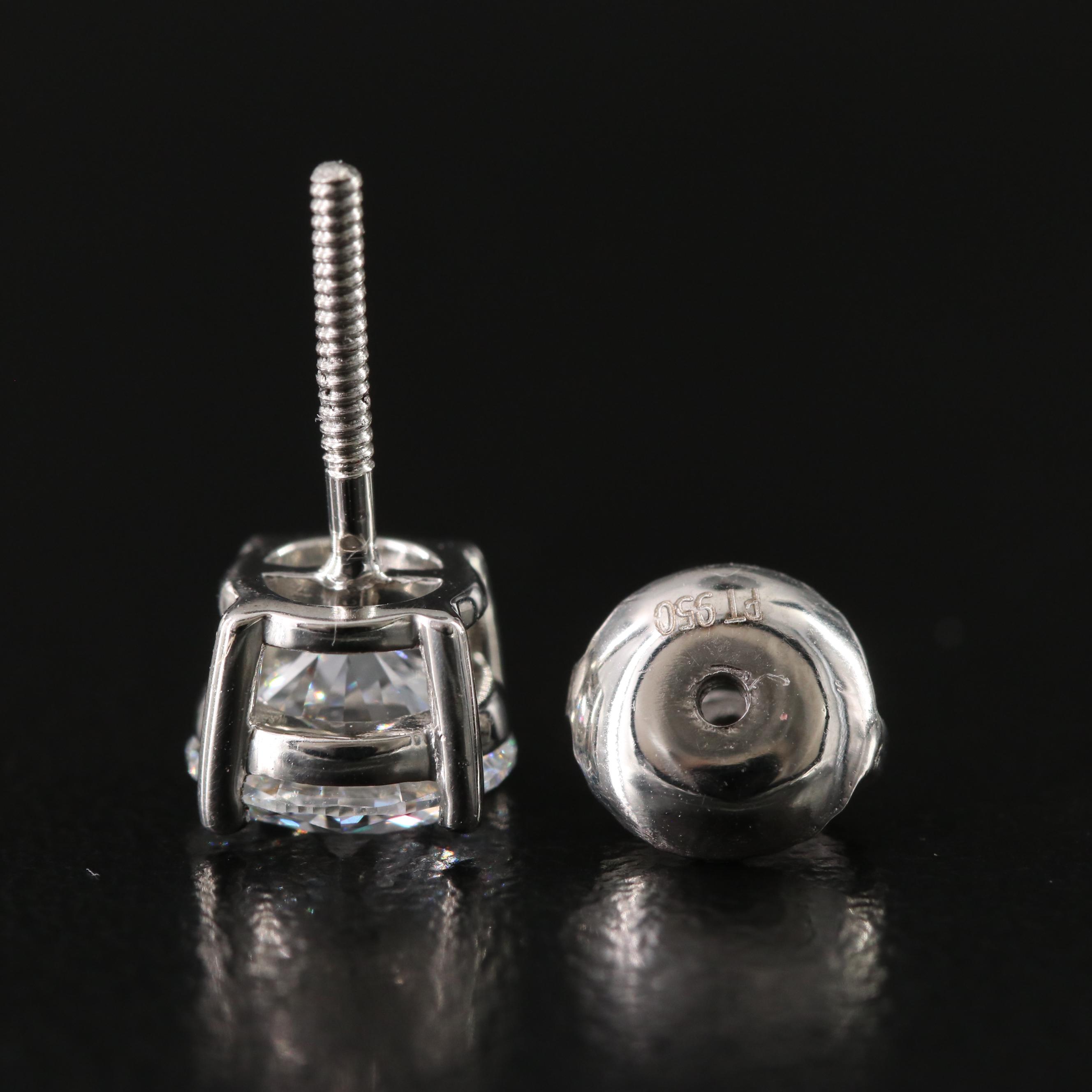 Platinum 2.14 CTW Lab Grown Diamond Stud Earrings with IGI Reports