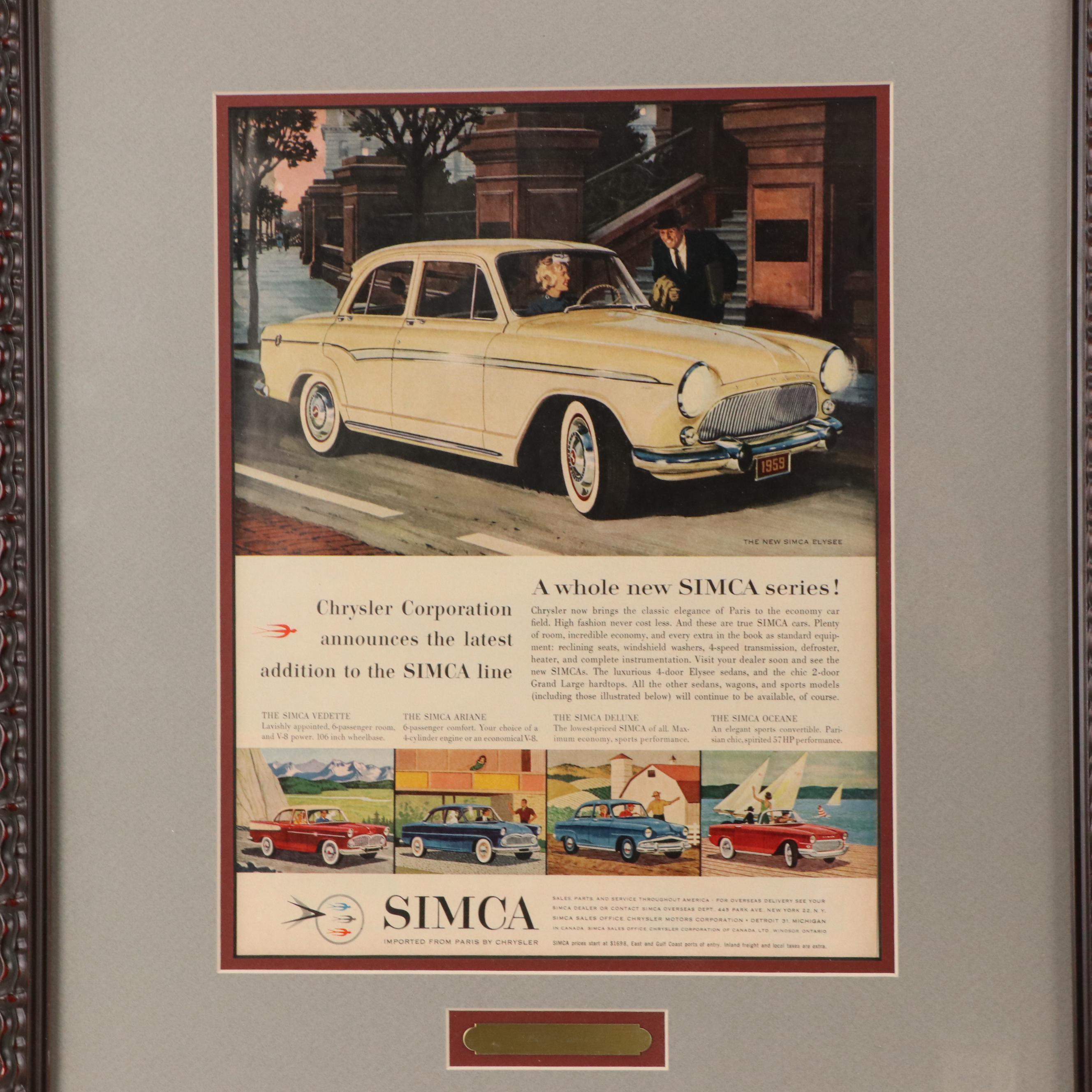 Four Chrysler and Ford Offset Lithograph Automotive Advertisements