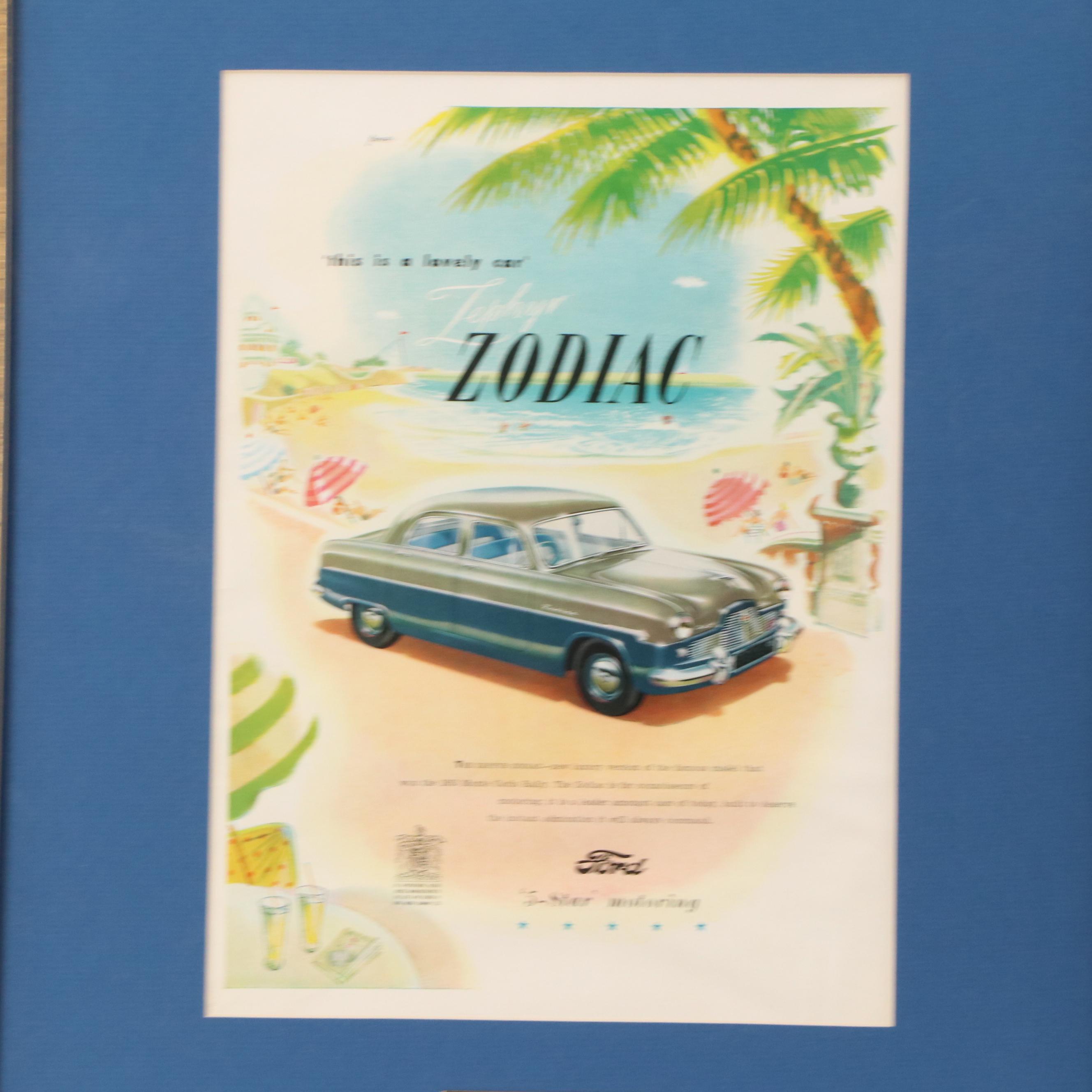 Four Chrysler and Ford Offset Lithograph Automotive Advertisements
