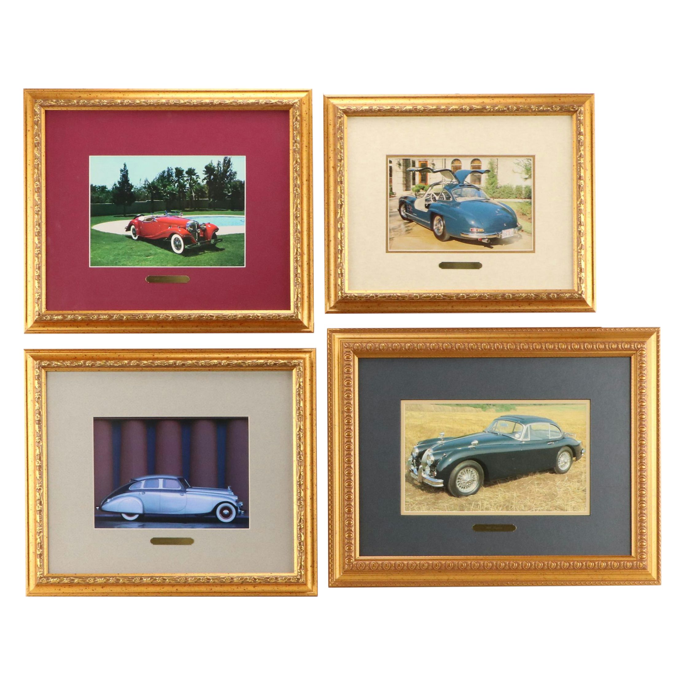 Four Midcentury Automotive Prints Including "1957 Jaguar"