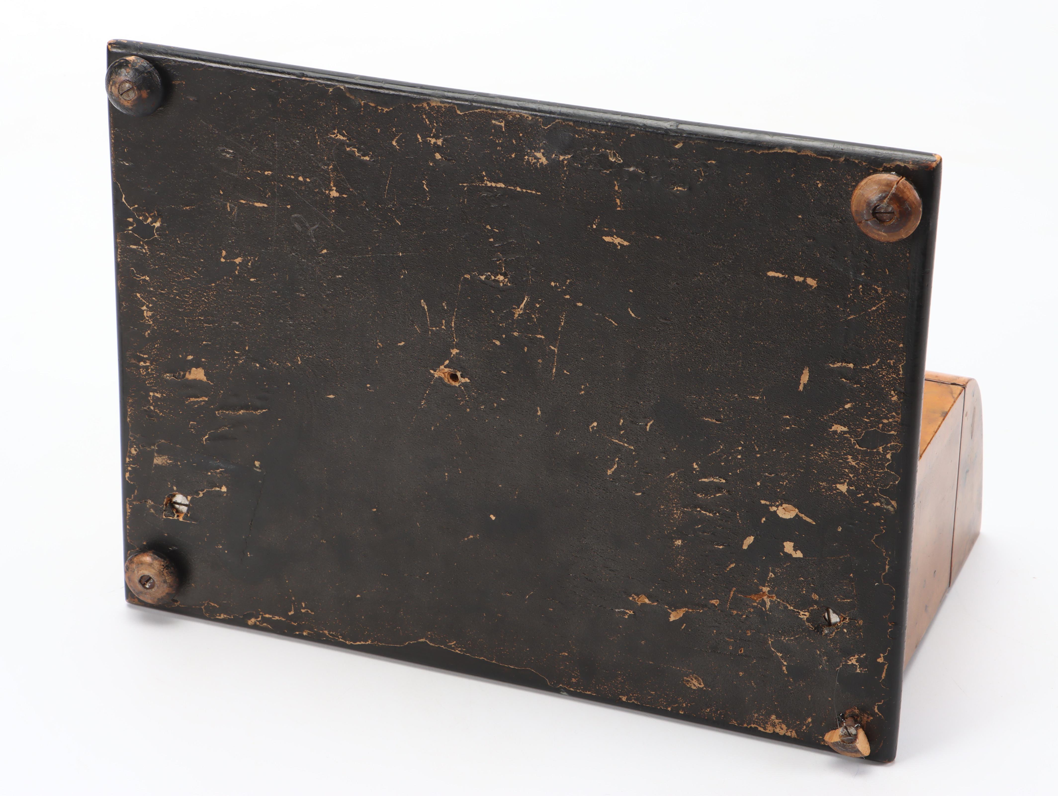 Victorian Double Inkwell Desk Set with Walnut Burl Letter Box