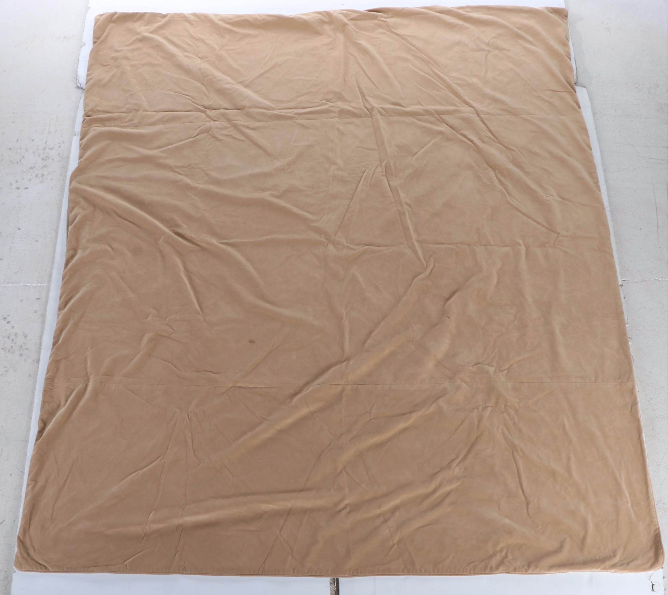 Henredon Bed Skirt with Brown Fabric Pillows and Blankets