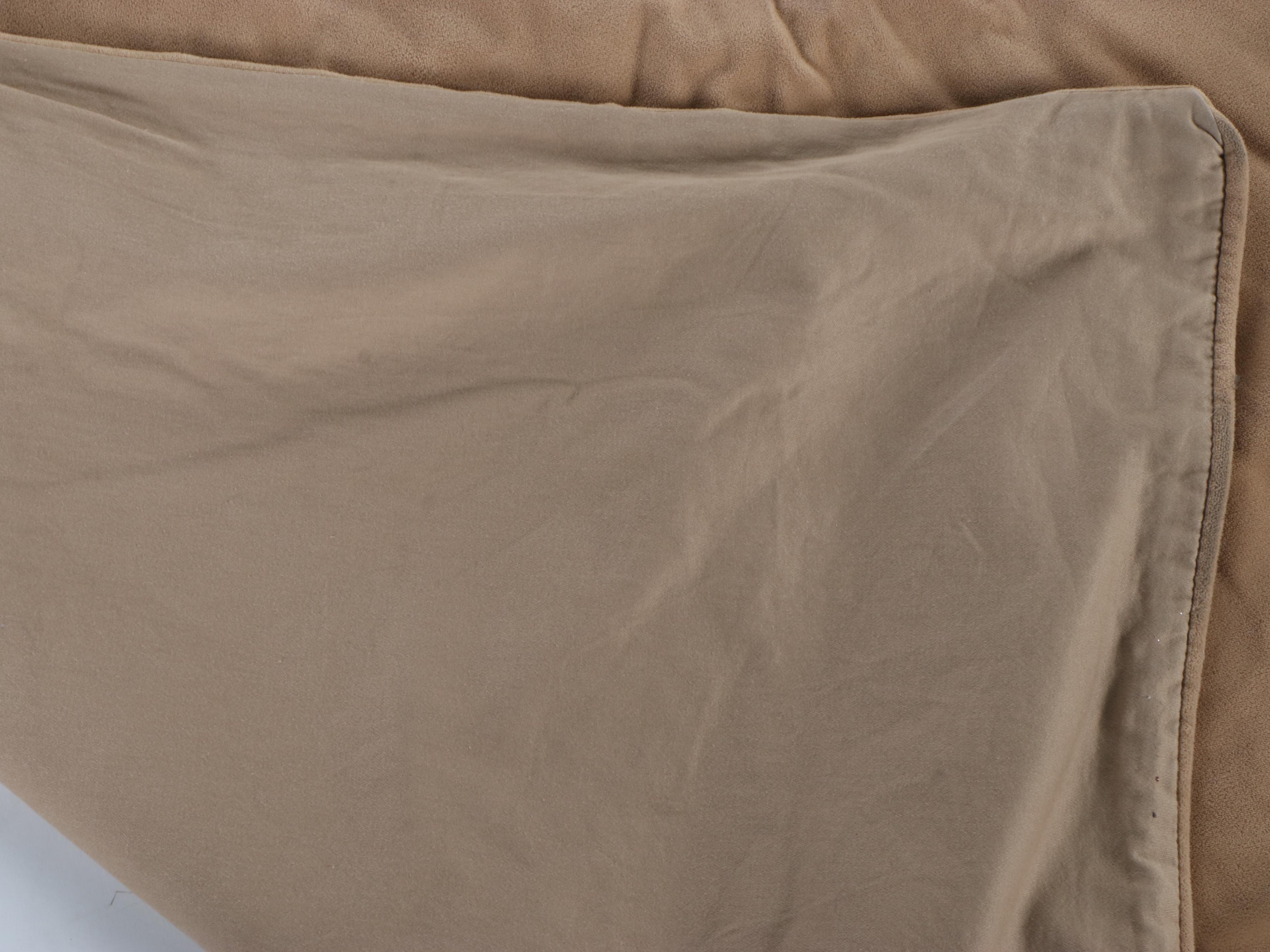 Henredon Bed Skirt with Brown Fabric Pillows and Blankets