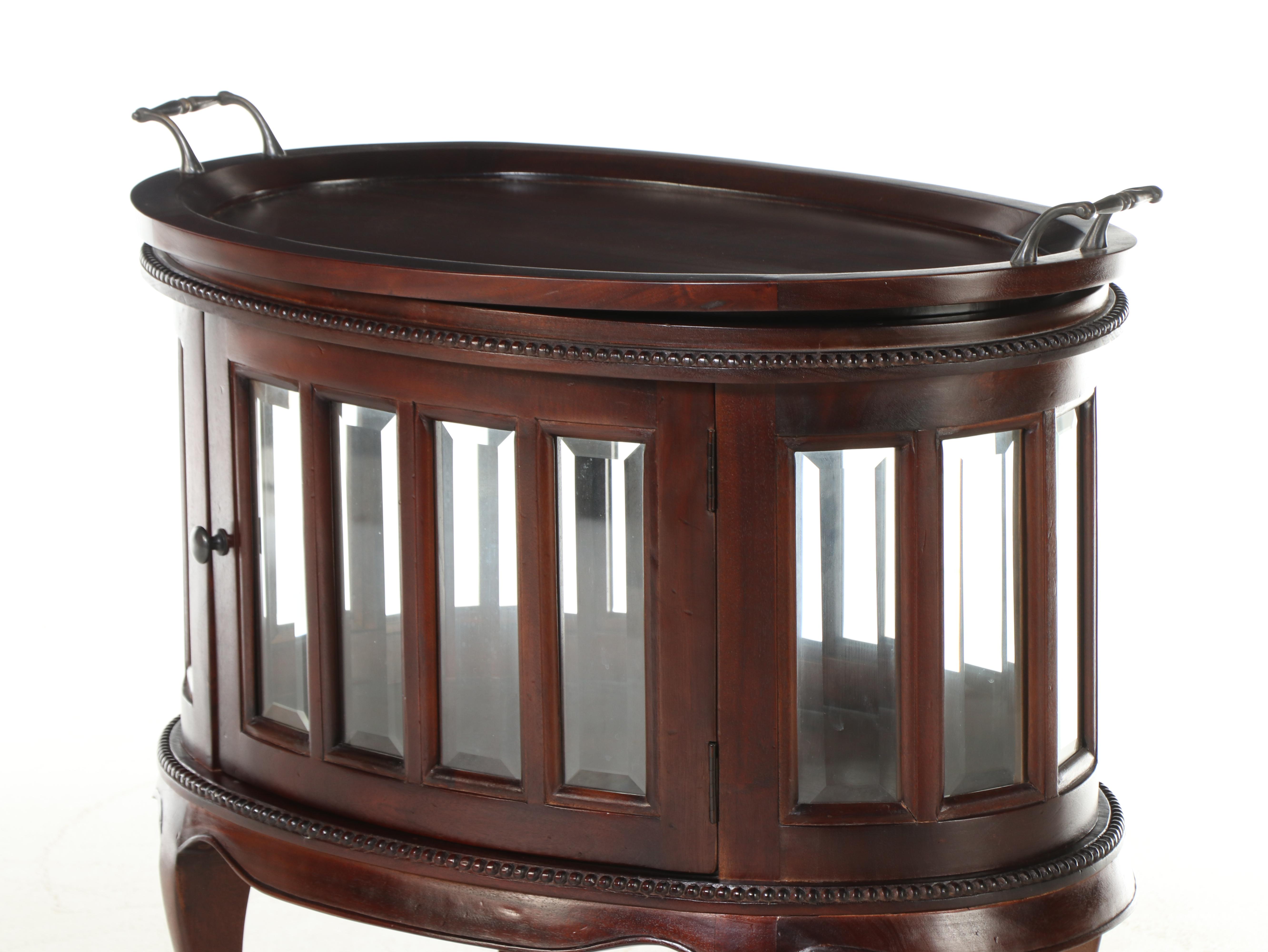 Arhaus Furniture Mahogany Tray-Top Vitrine Table