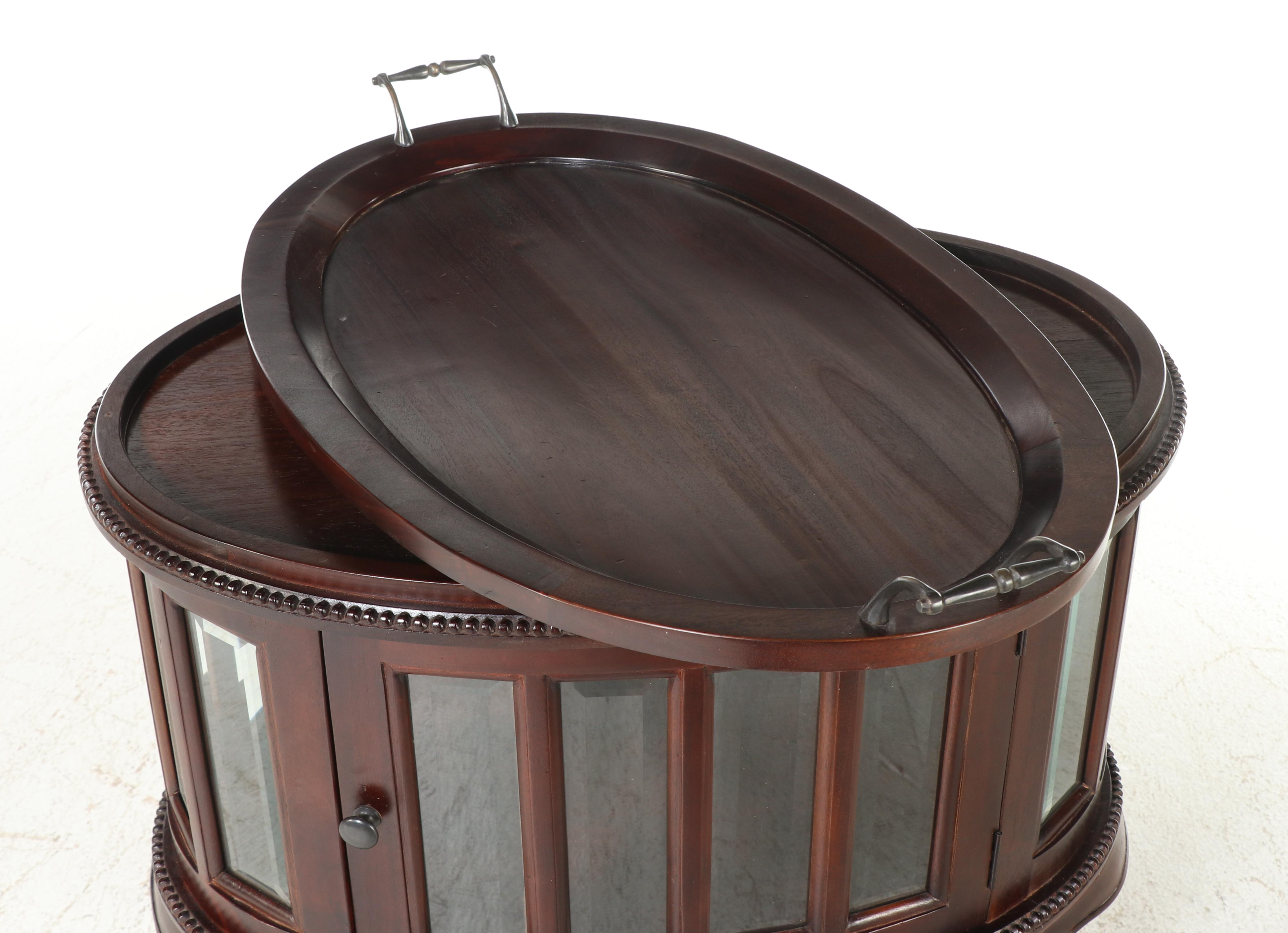 Arhaus Furniture Mahogany Tray-Top Vitrine Table