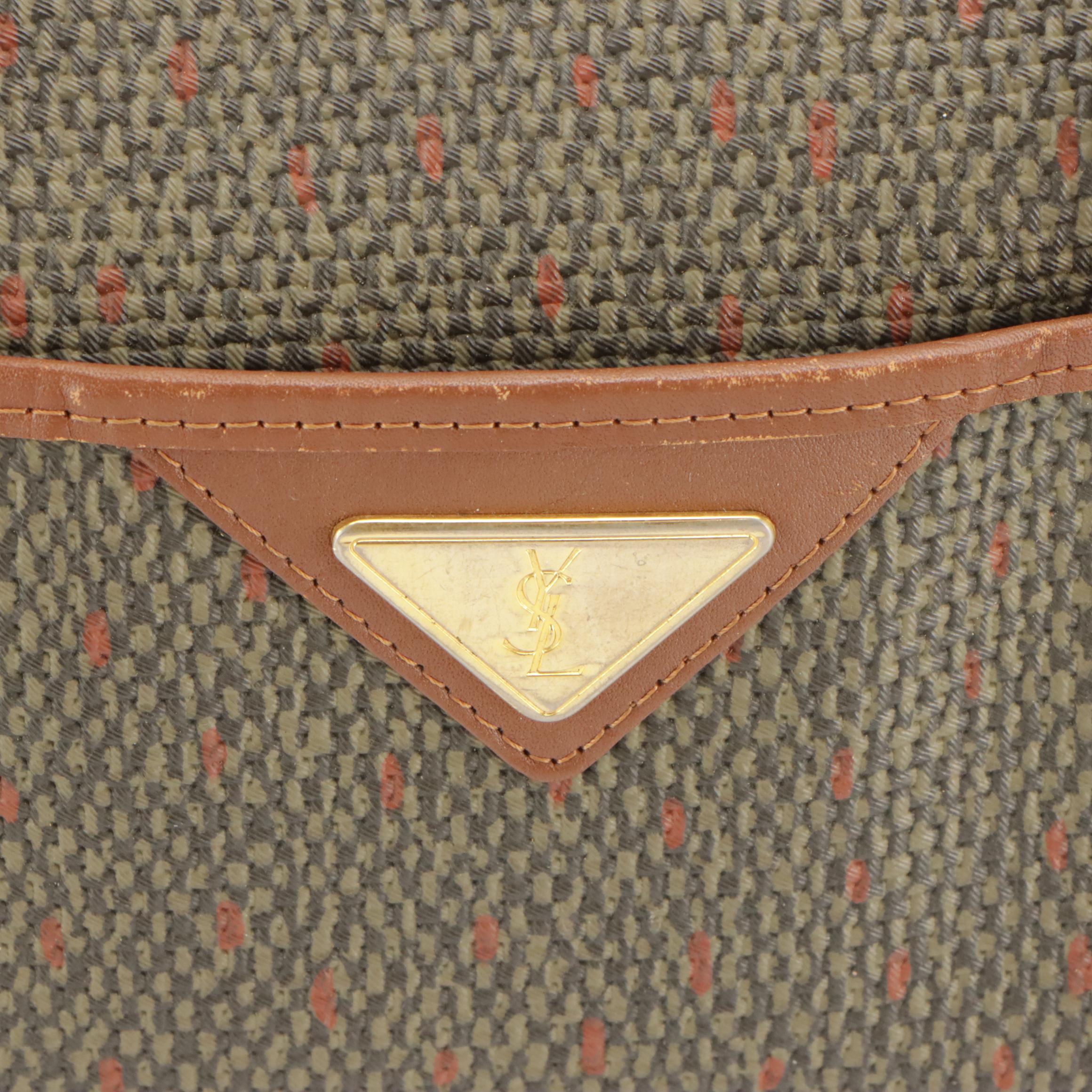 Yves Saint Laurent Vintage Coated Woven Canvas Barrel Bag