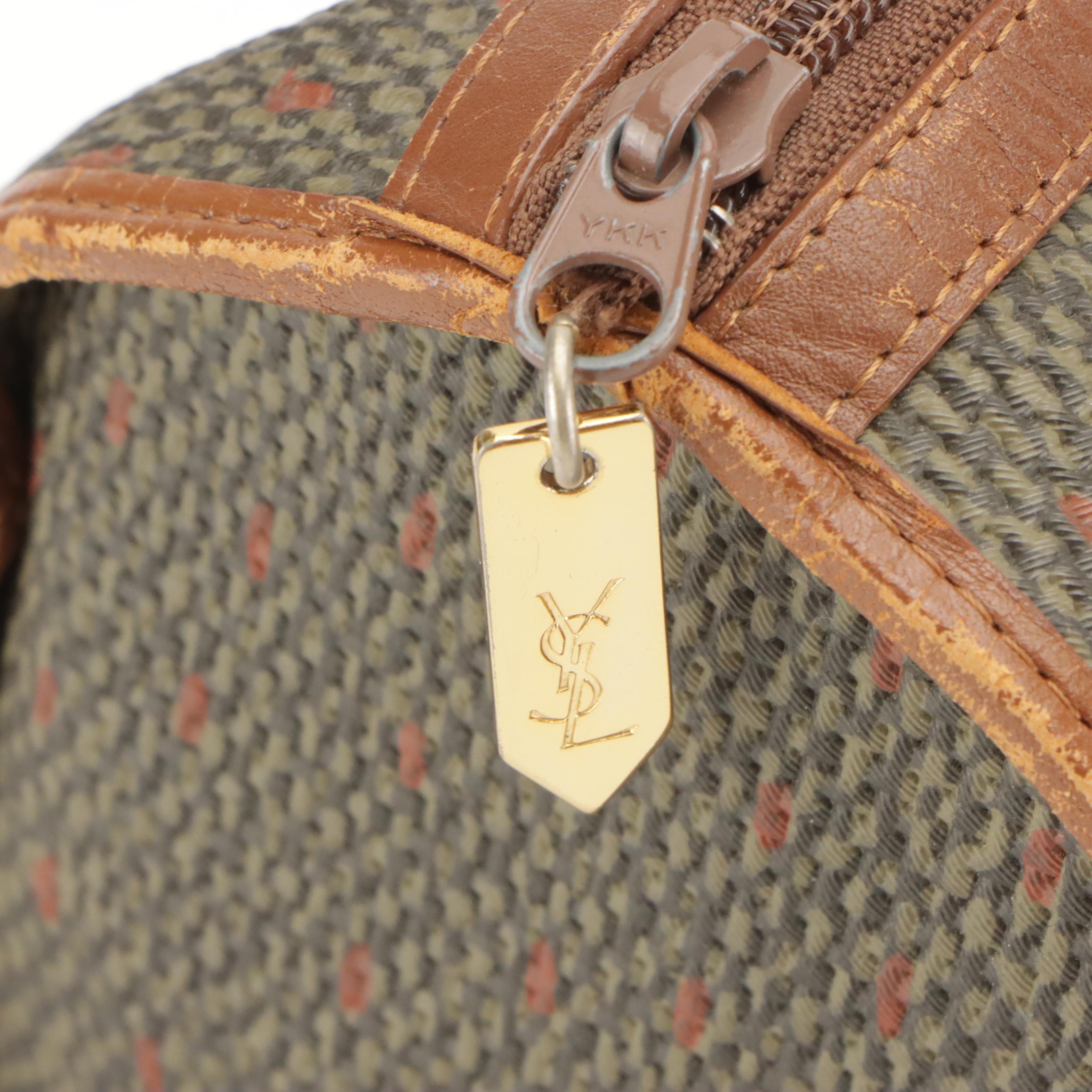 Yves Saint Laurent Vintage Coated Woven Canvas Barrel Bag