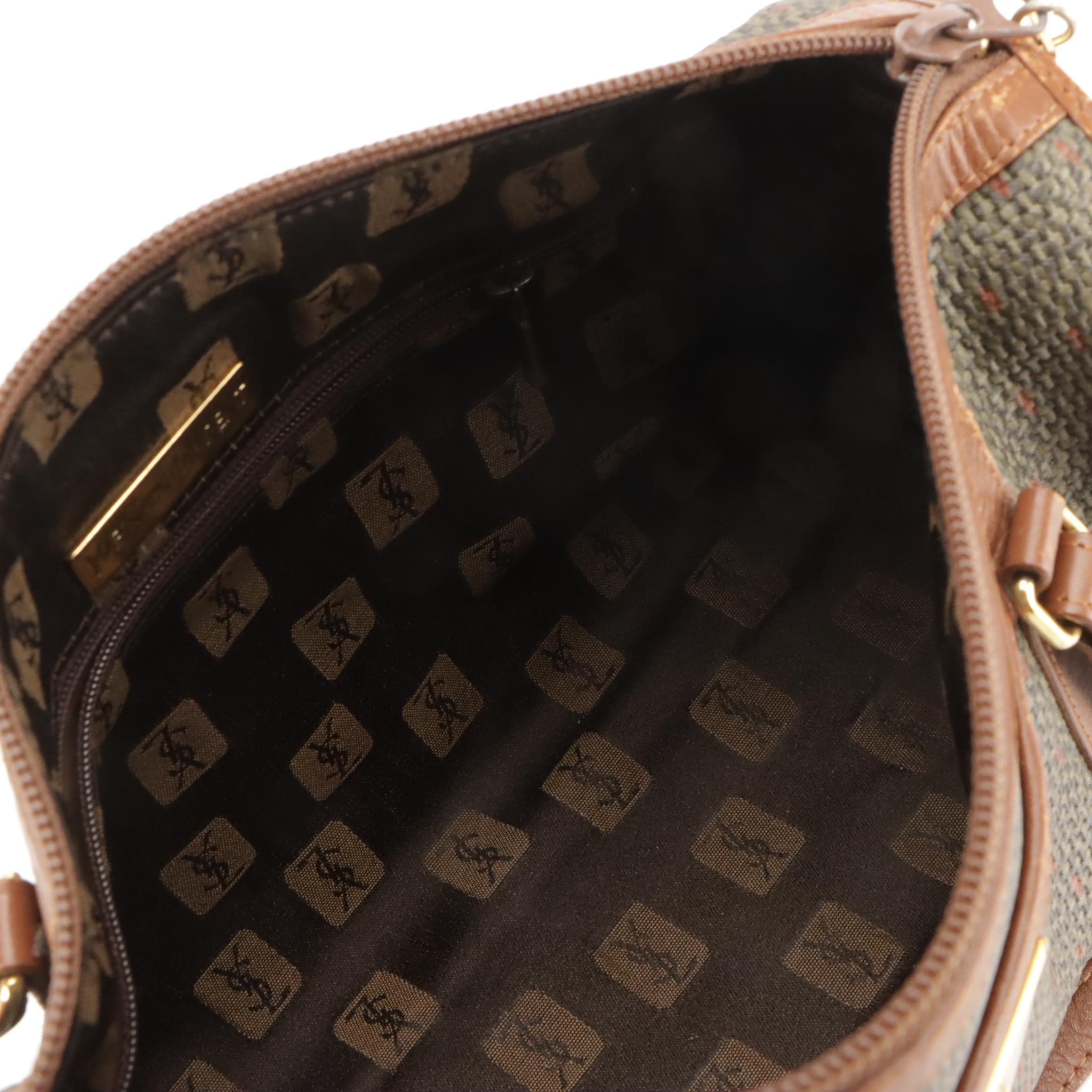 Yves Saint Laurent Vintage Coated Woven Canvas Barrel Bag