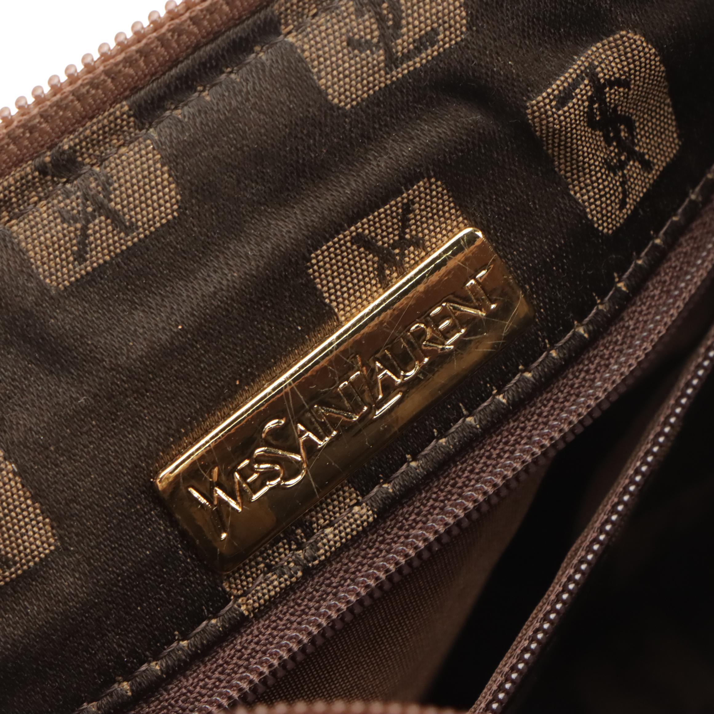 Yves Saint Laurent Vintage Coated Woven Canvas Barrel Bag