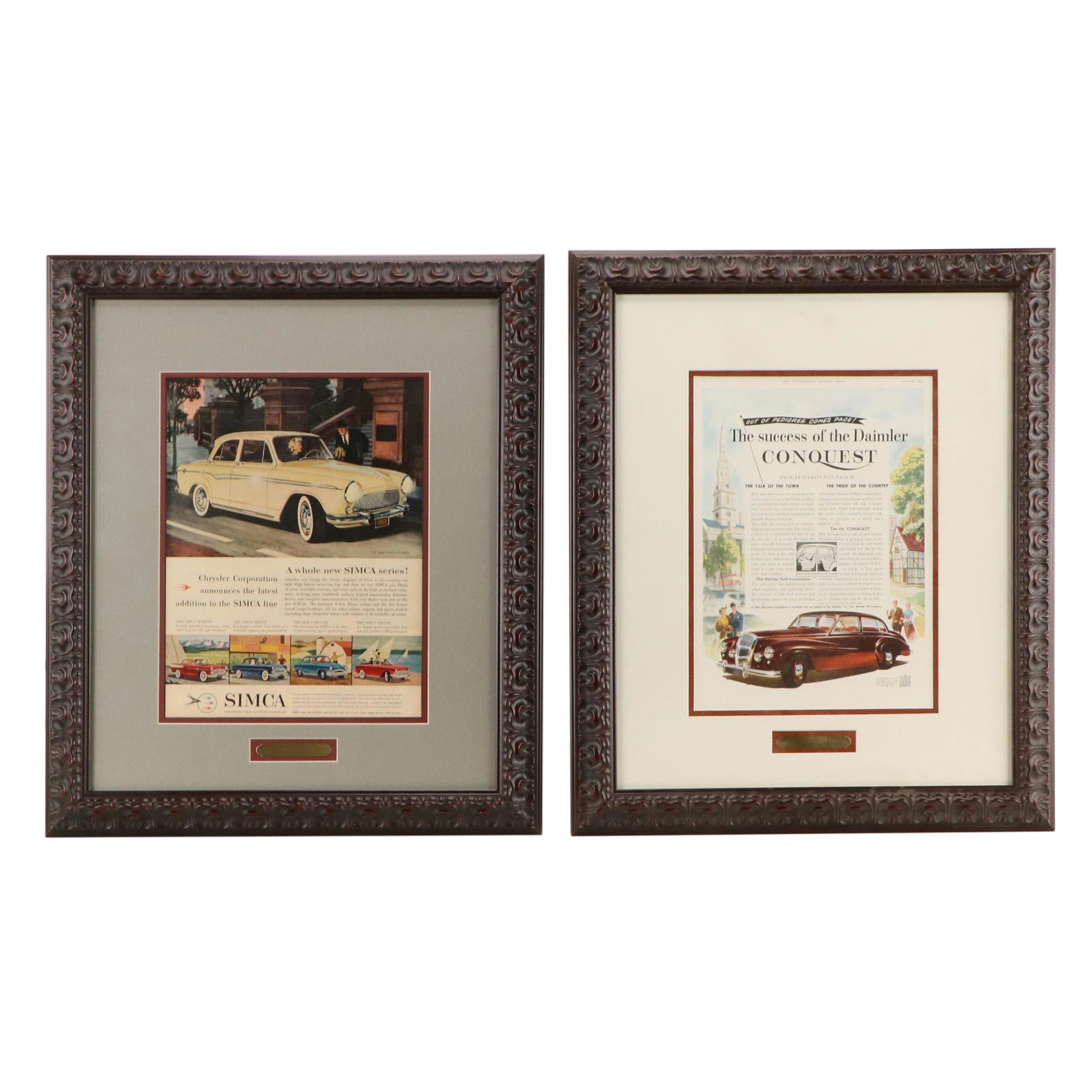 Four Chrysler and Ford Offset Lithograph Automotive Advertisements