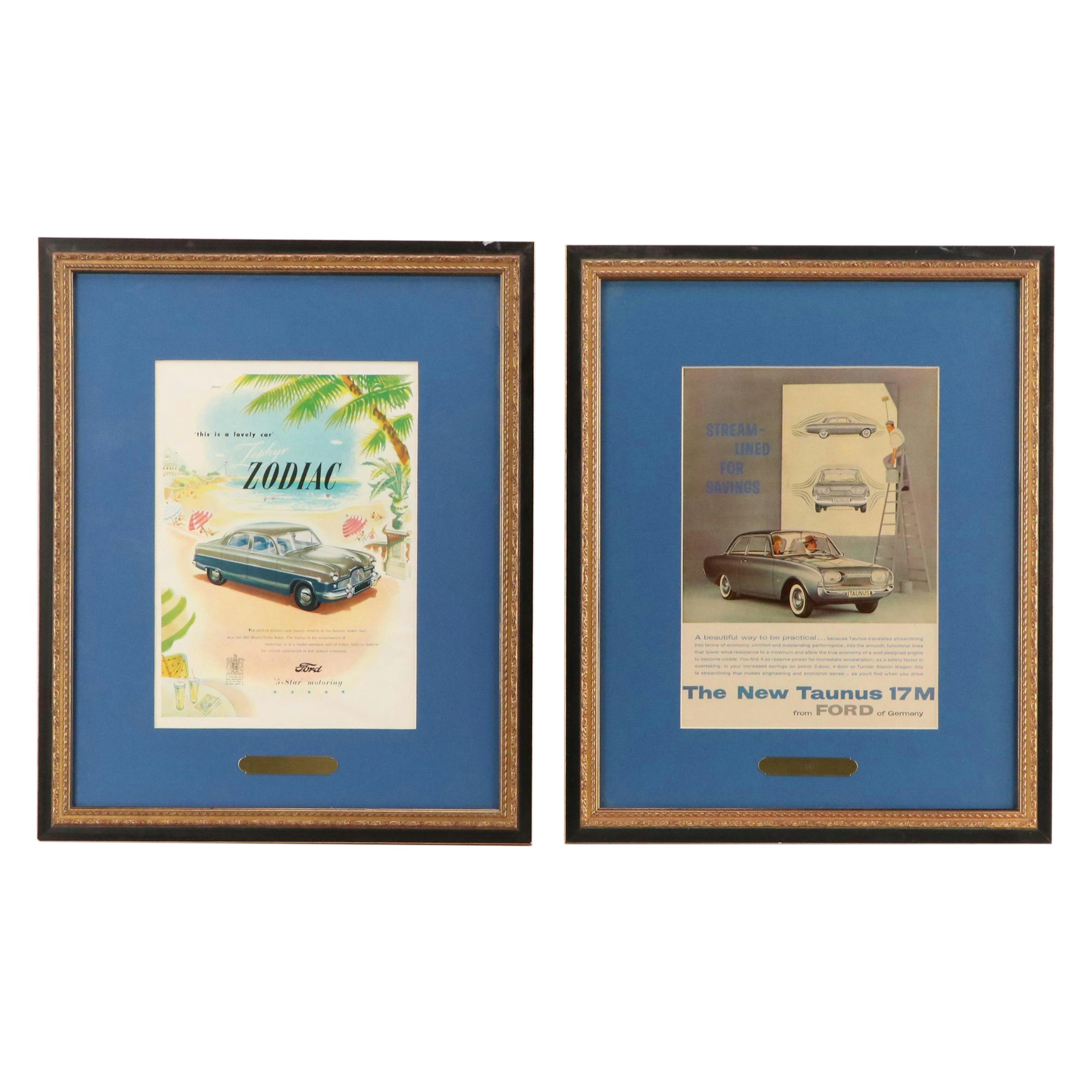 Four Chrysler and Ford Offset Lithograph Automotive Advertisements