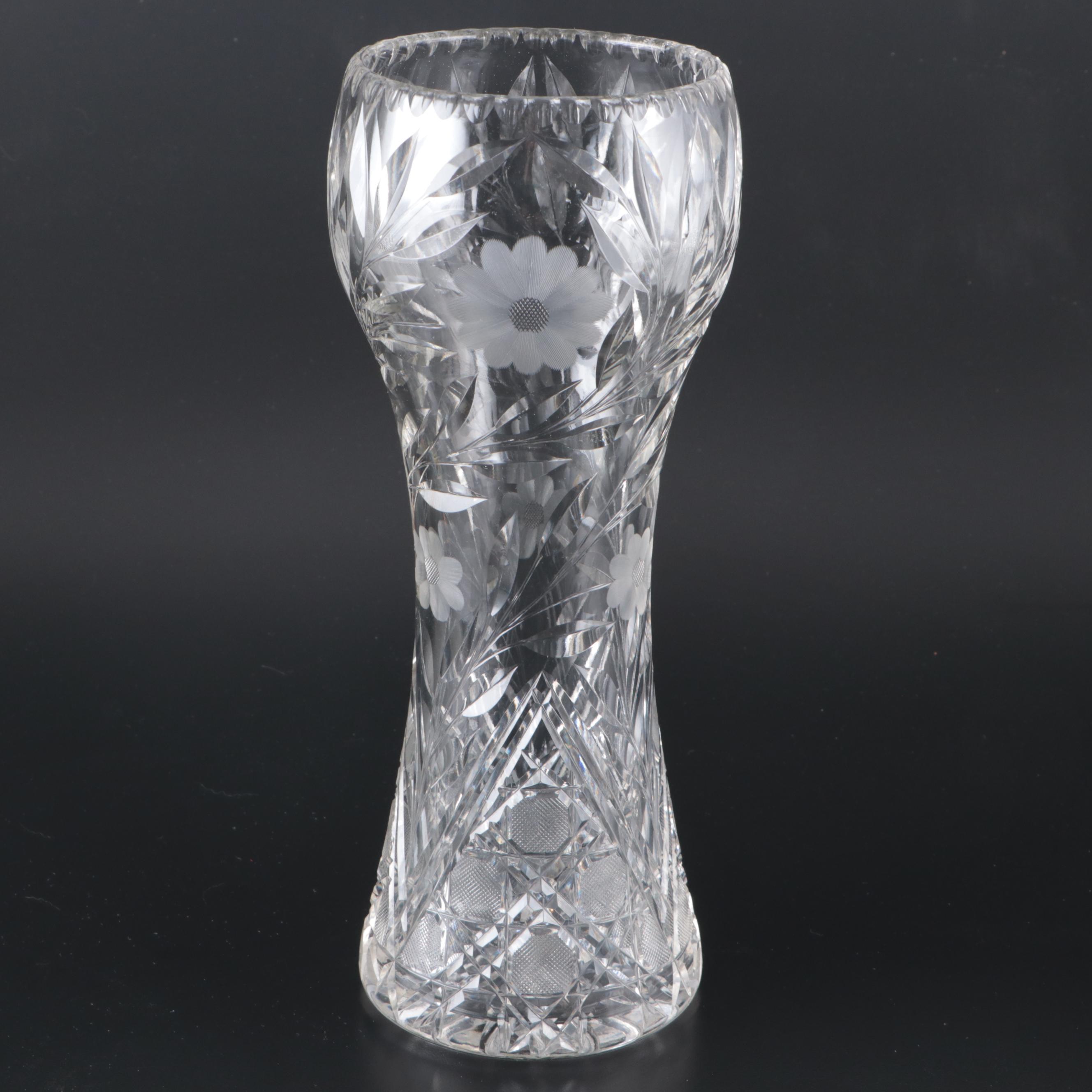 Etched Crystal Vase, Crystal Ice Bucket, and Glass U.S. Senate Pitcher