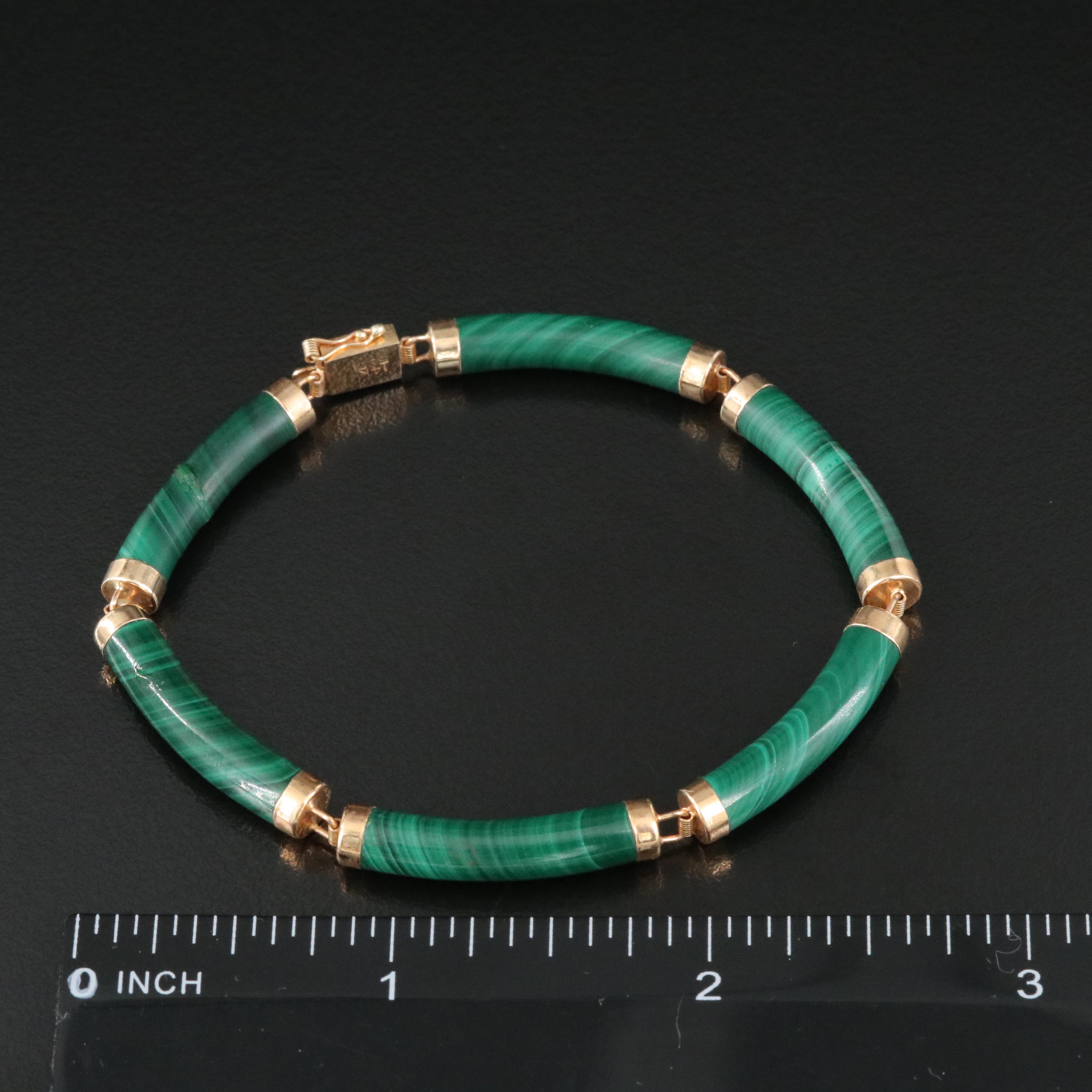 14K Malachite Curved Link Bracelet