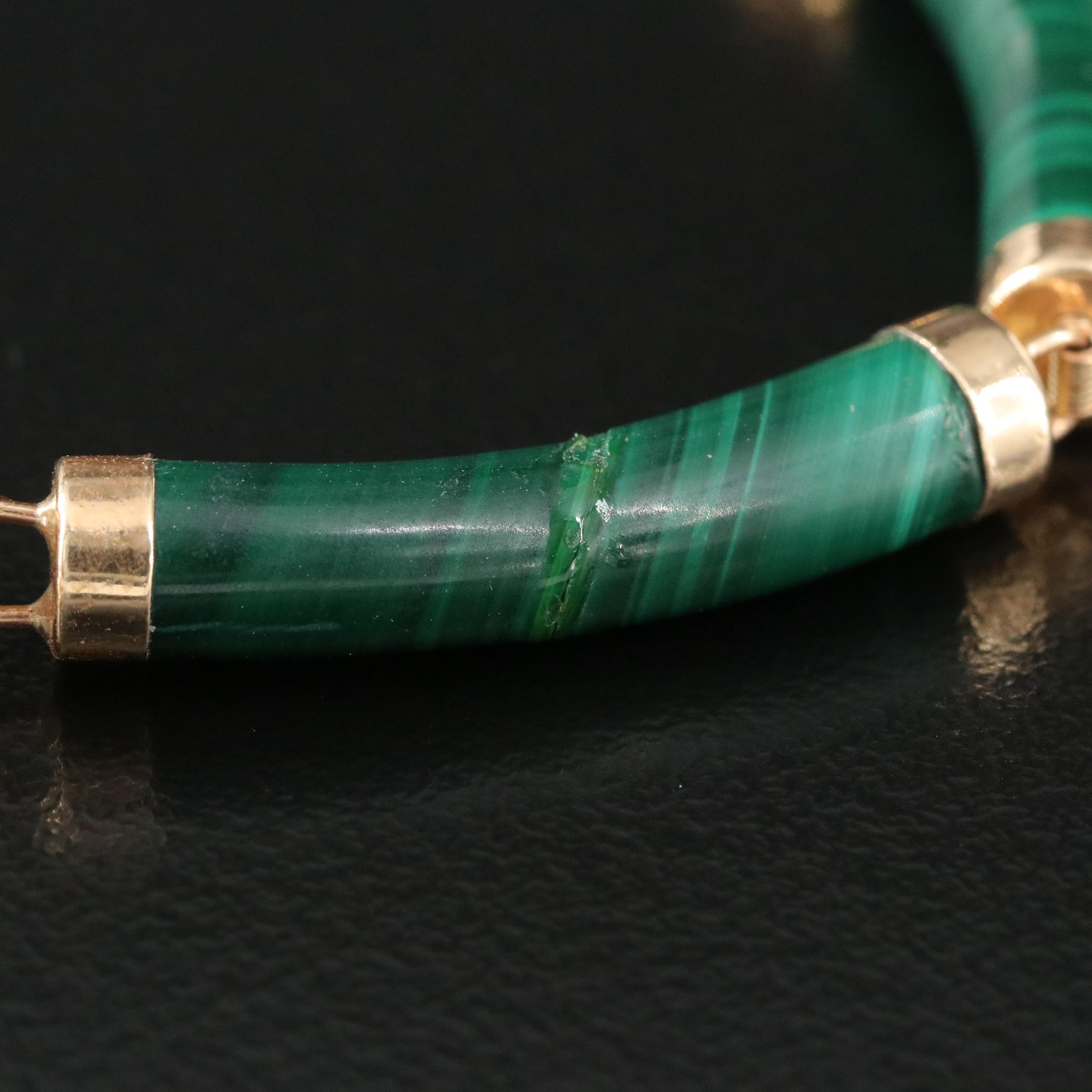 14K Malachite Curved Link Bracelet