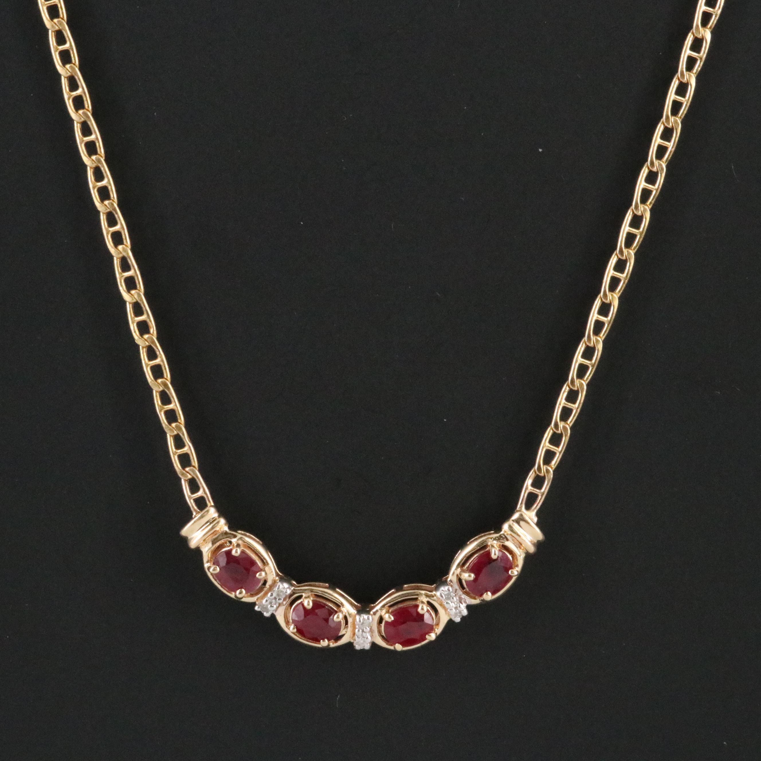 14K Ruby and Diamond Necklace