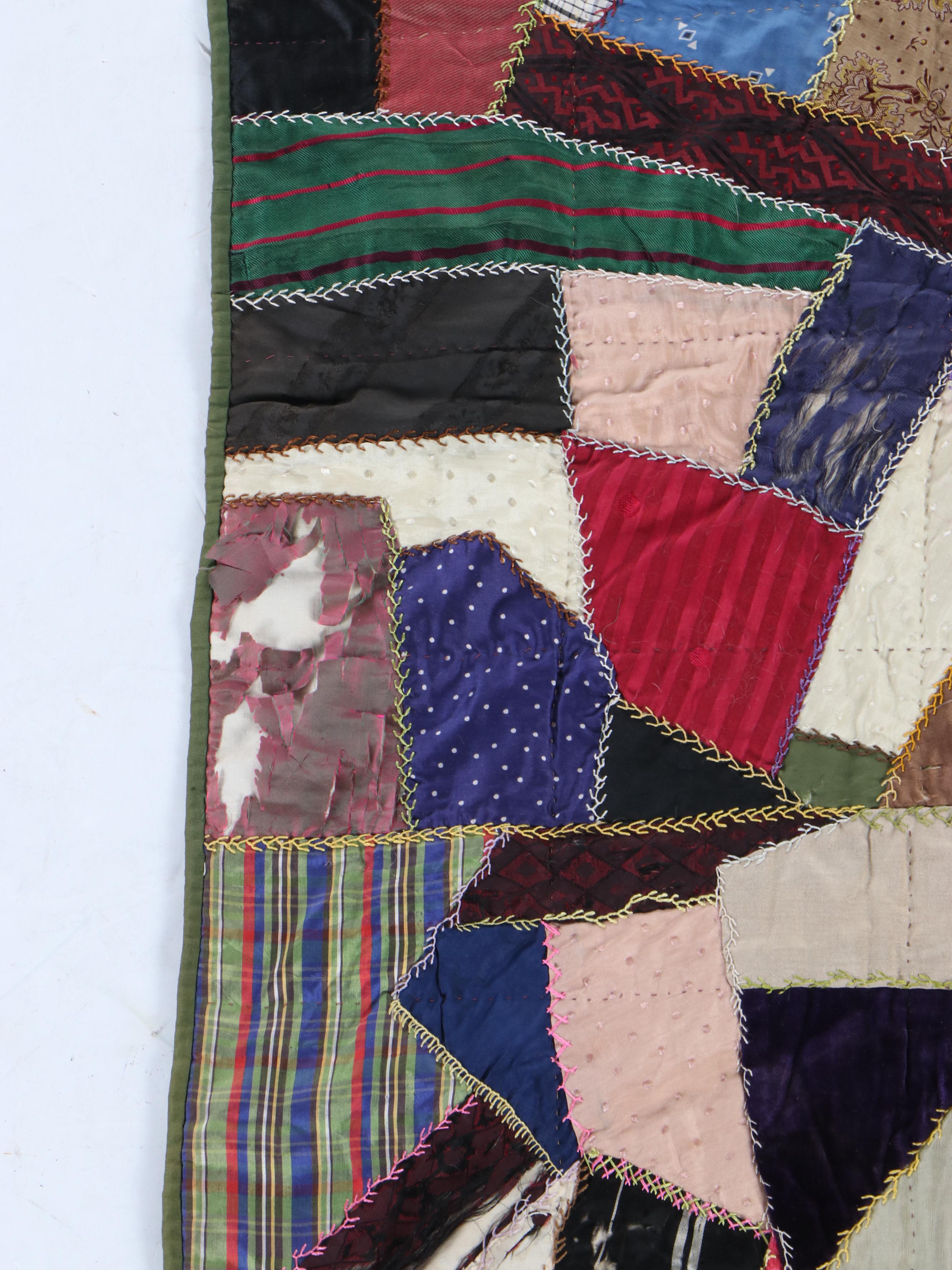 Victorian Hand-Pieced and Appliqué Crazy Quilt