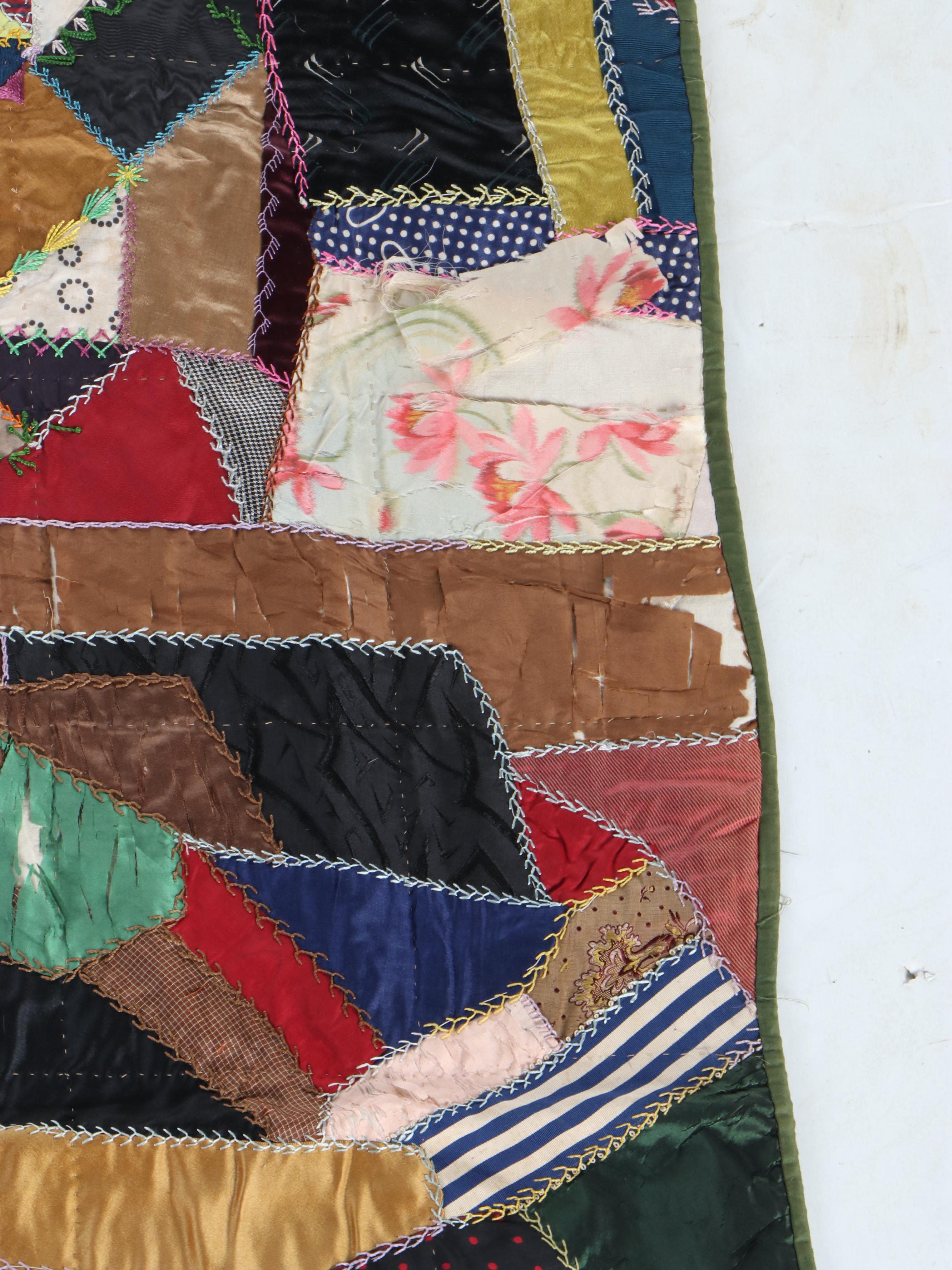 Victorian Hand-Pieced and Appliqué Crazy Quilt