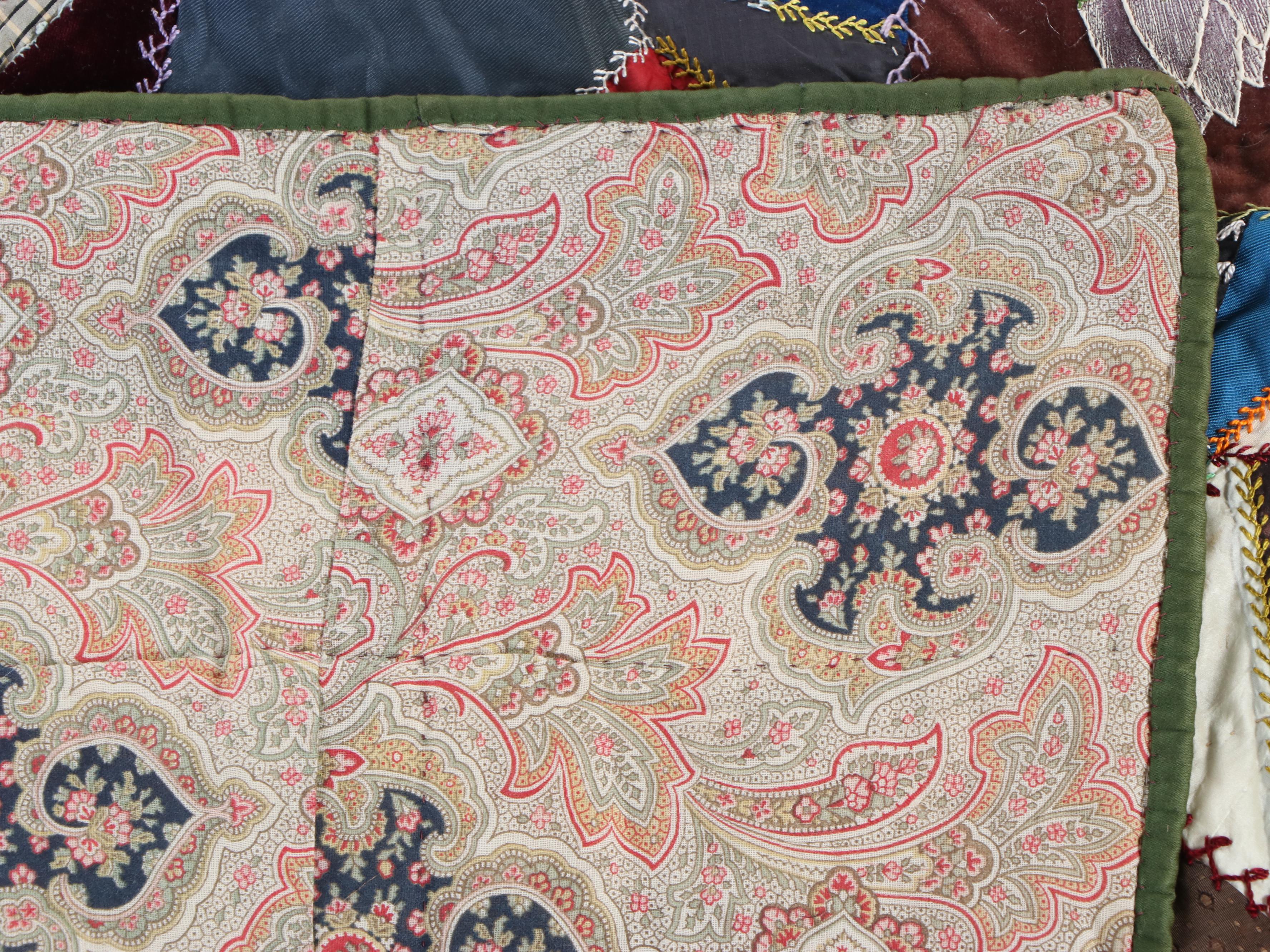 Victorian Hand-Pieced and Appliqué Crazy Quilt