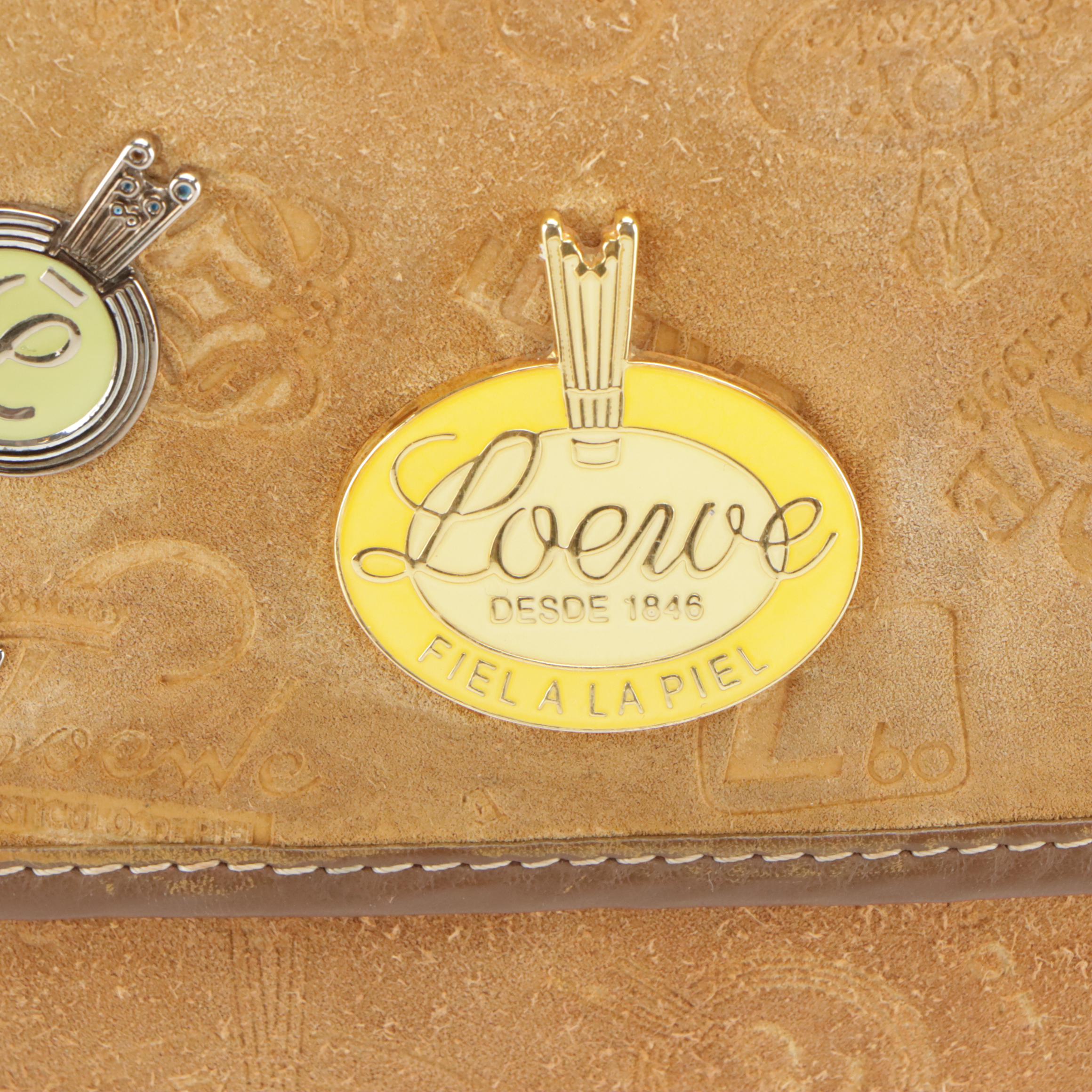 Loewe 160th Anniversary Embellished Shoulder Bag in Logo Embossed Suede