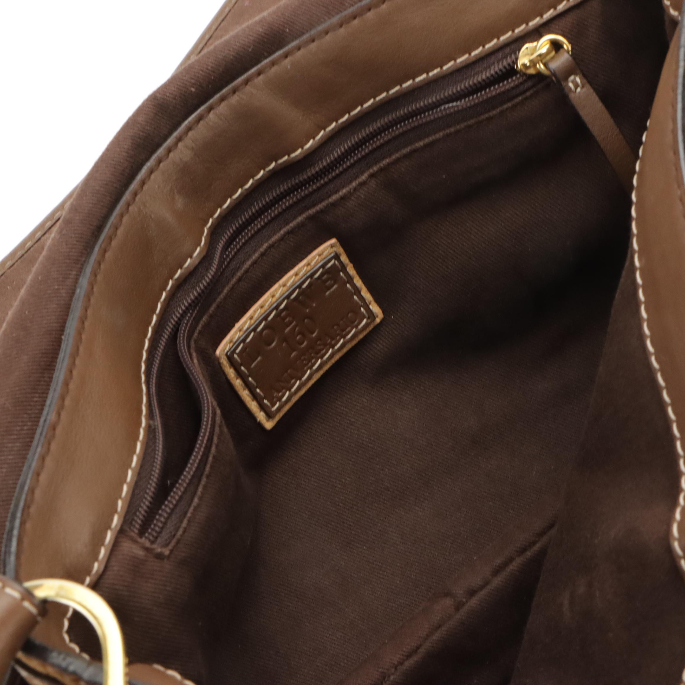 Loewe 160th Anniversary Embellished Shoulder Bag in Logo Embossed Suede