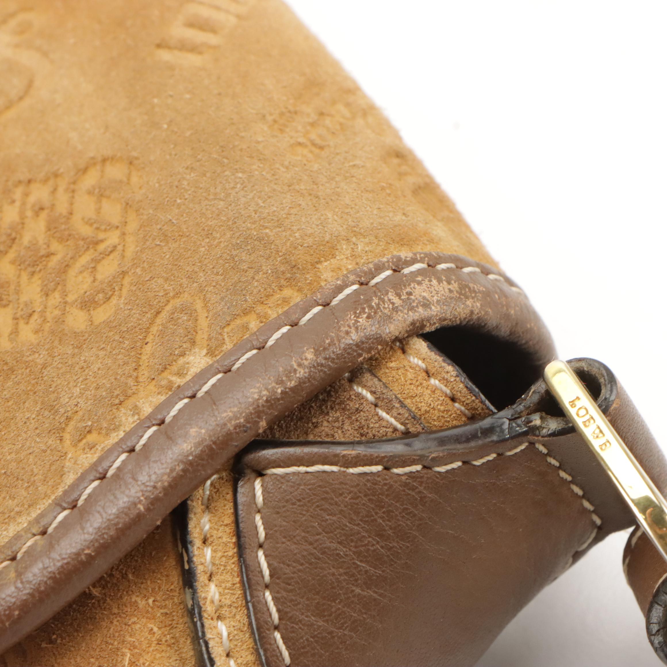 Loewe 160th Anniversary Embellished Shoulder Bag in Logo Embossed Suede