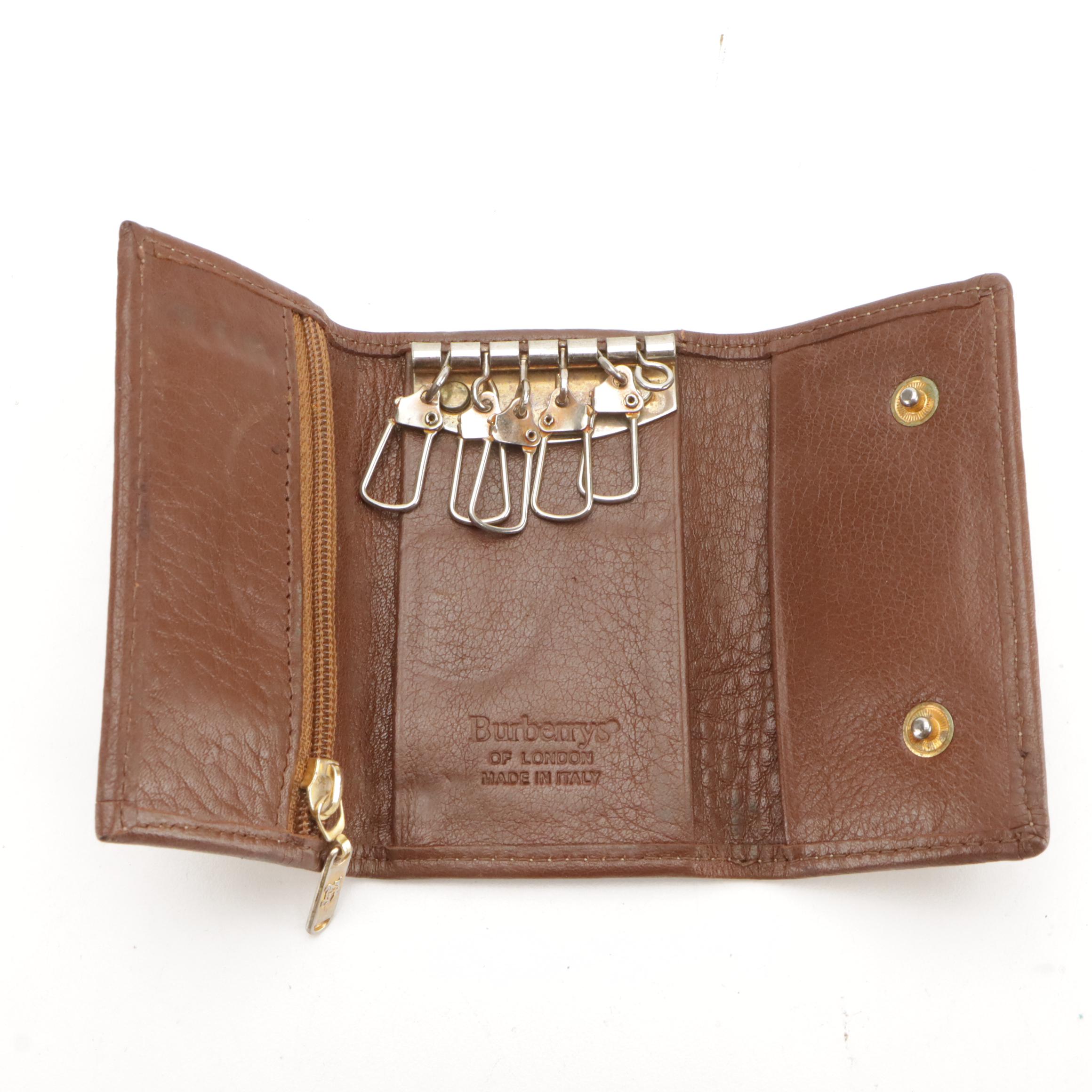 Burberrys Compact Key Case in Haymarket Check Canvas and Leather