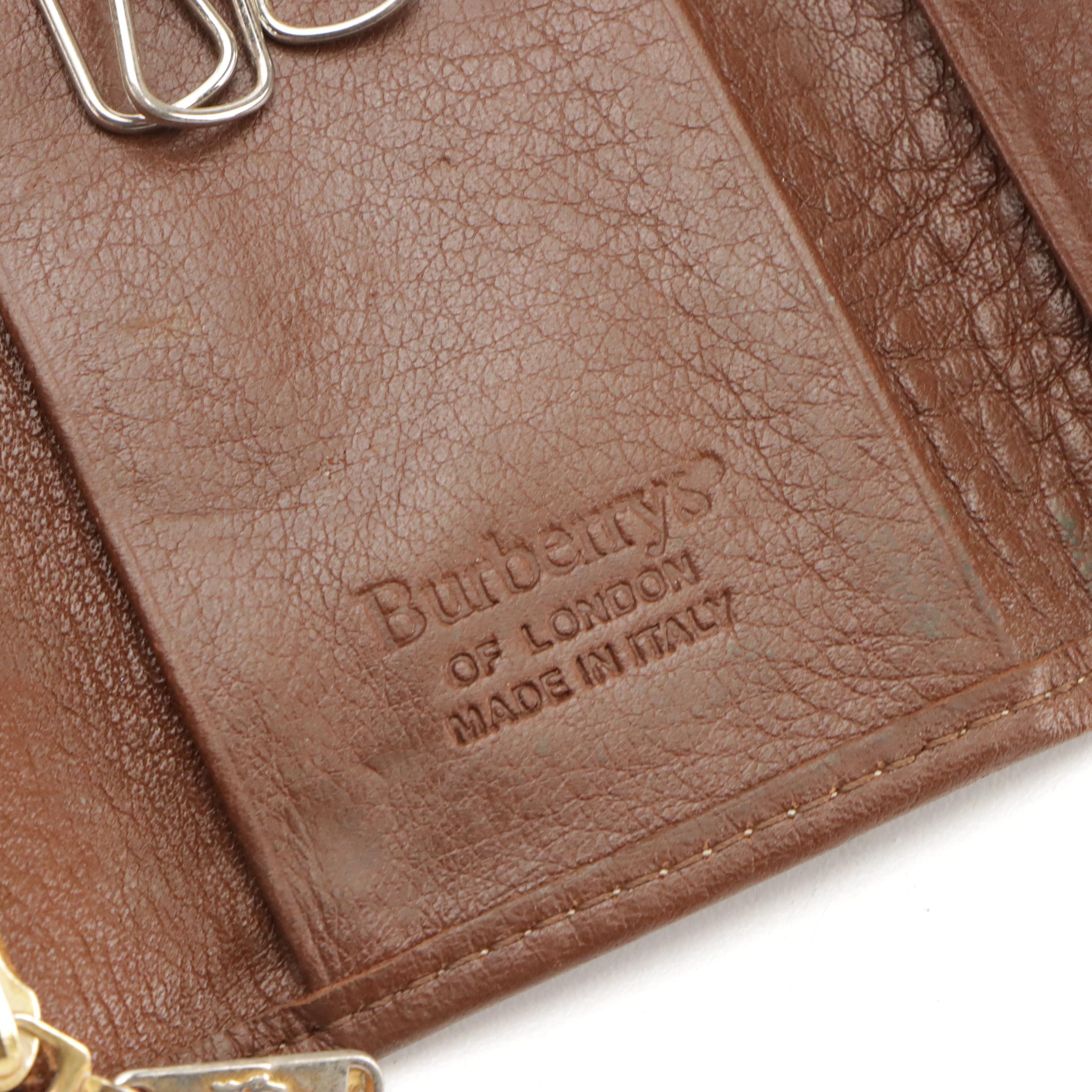 Burberrys Compact Key Case in Haymarket Check Canvas and Leather