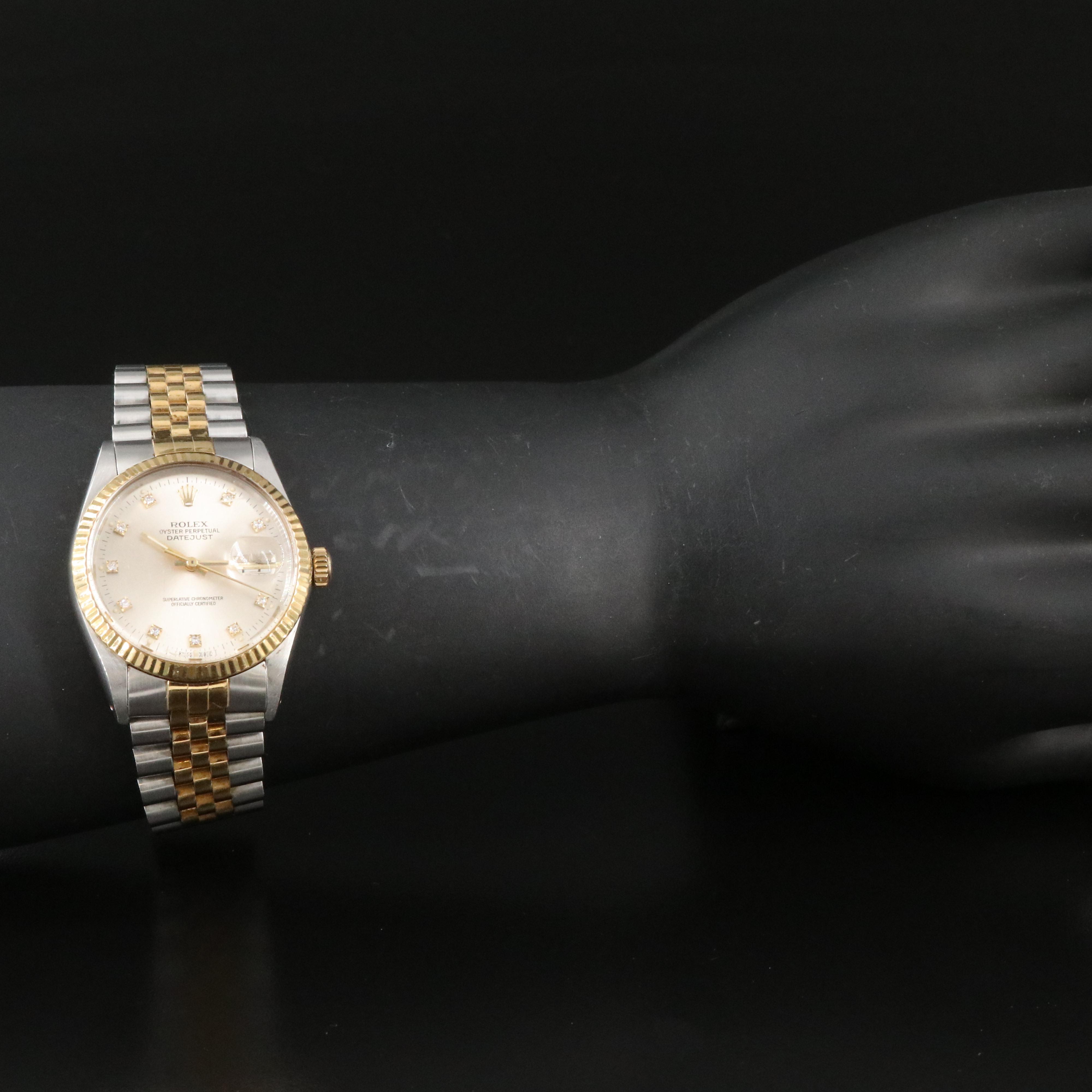 1986 Rolex Custom Diamond Dial Two-Tone Datejust Watch