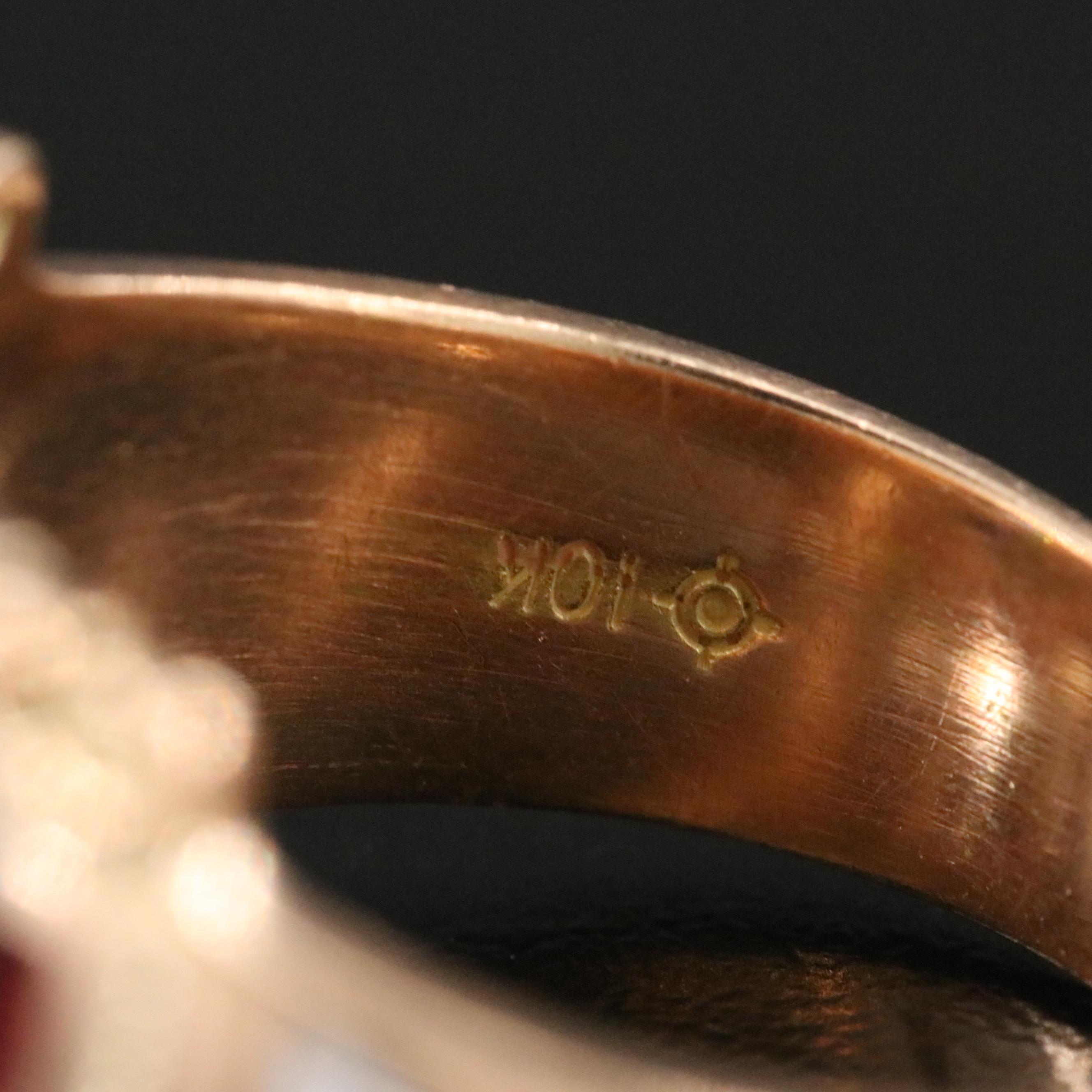 Antique Masonic 10K Tri-Color Gold Diamond Scottish Rite Ring