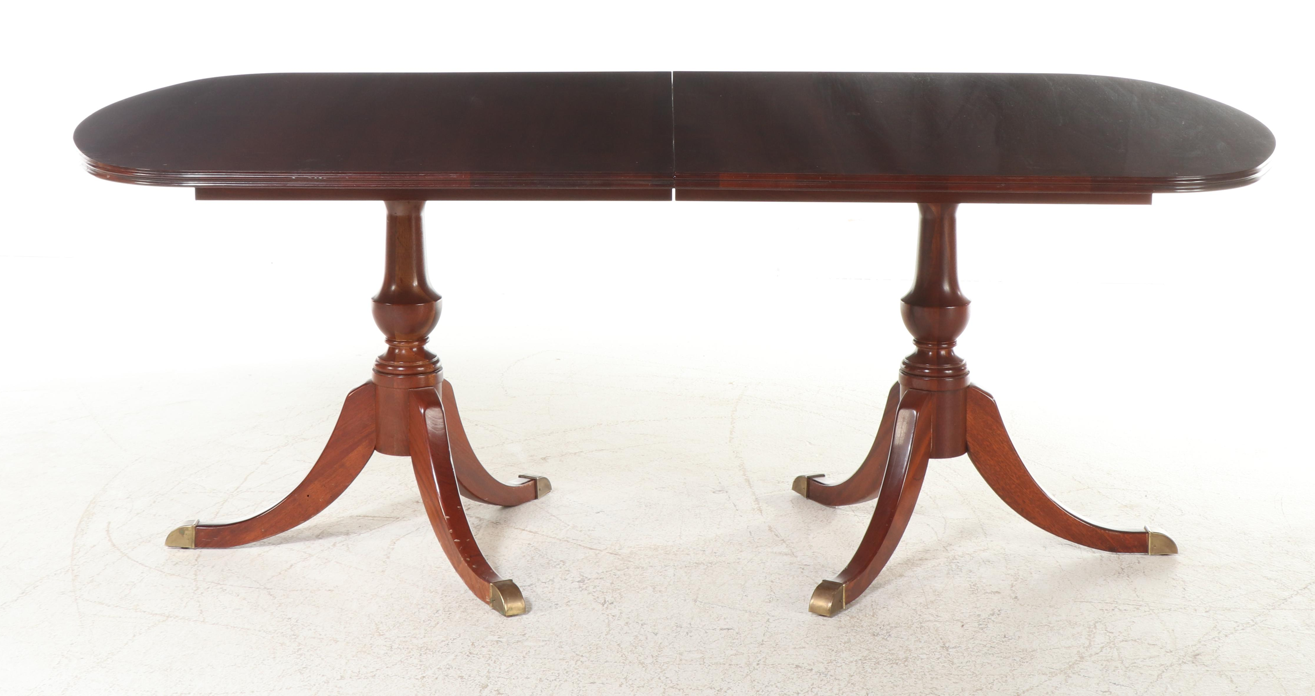 George III Style Mahogany Dining Table and Six Chairs, Late 20th Century