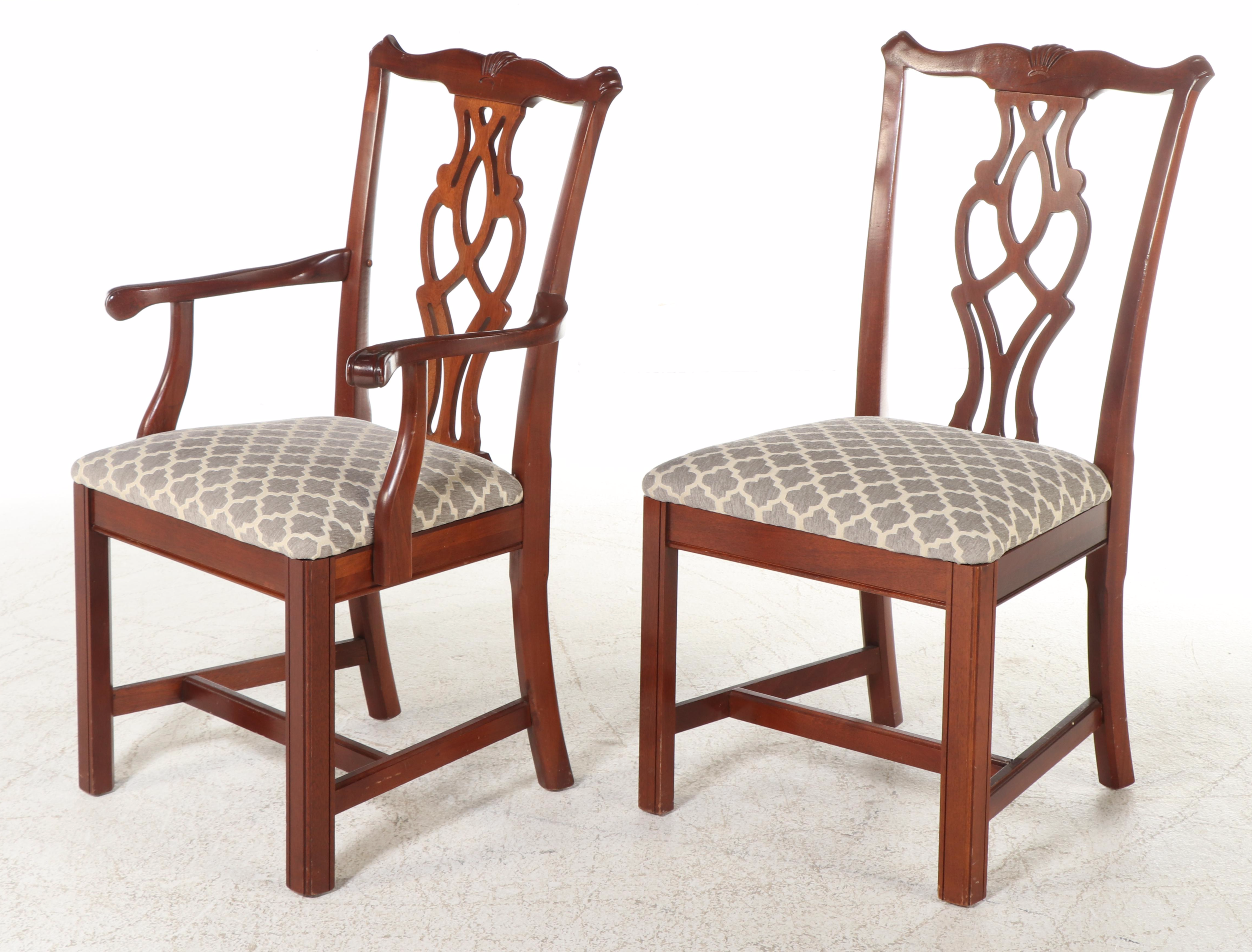 George III Style Mahogany Dining Table and Six Chairs, Late 20th Century