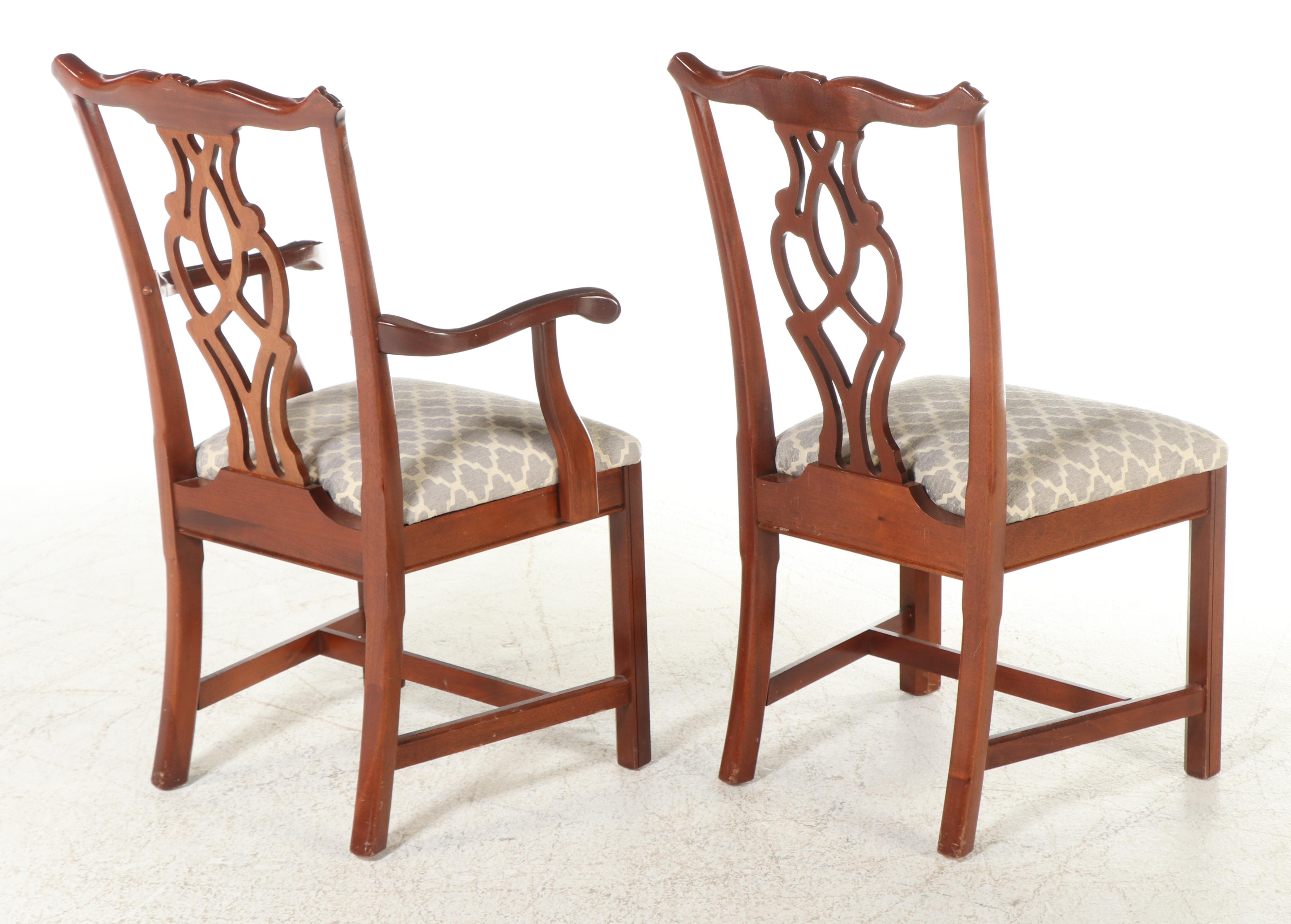 George III Style Mahogany Dining Table and Six Chairs, Late 20th Century