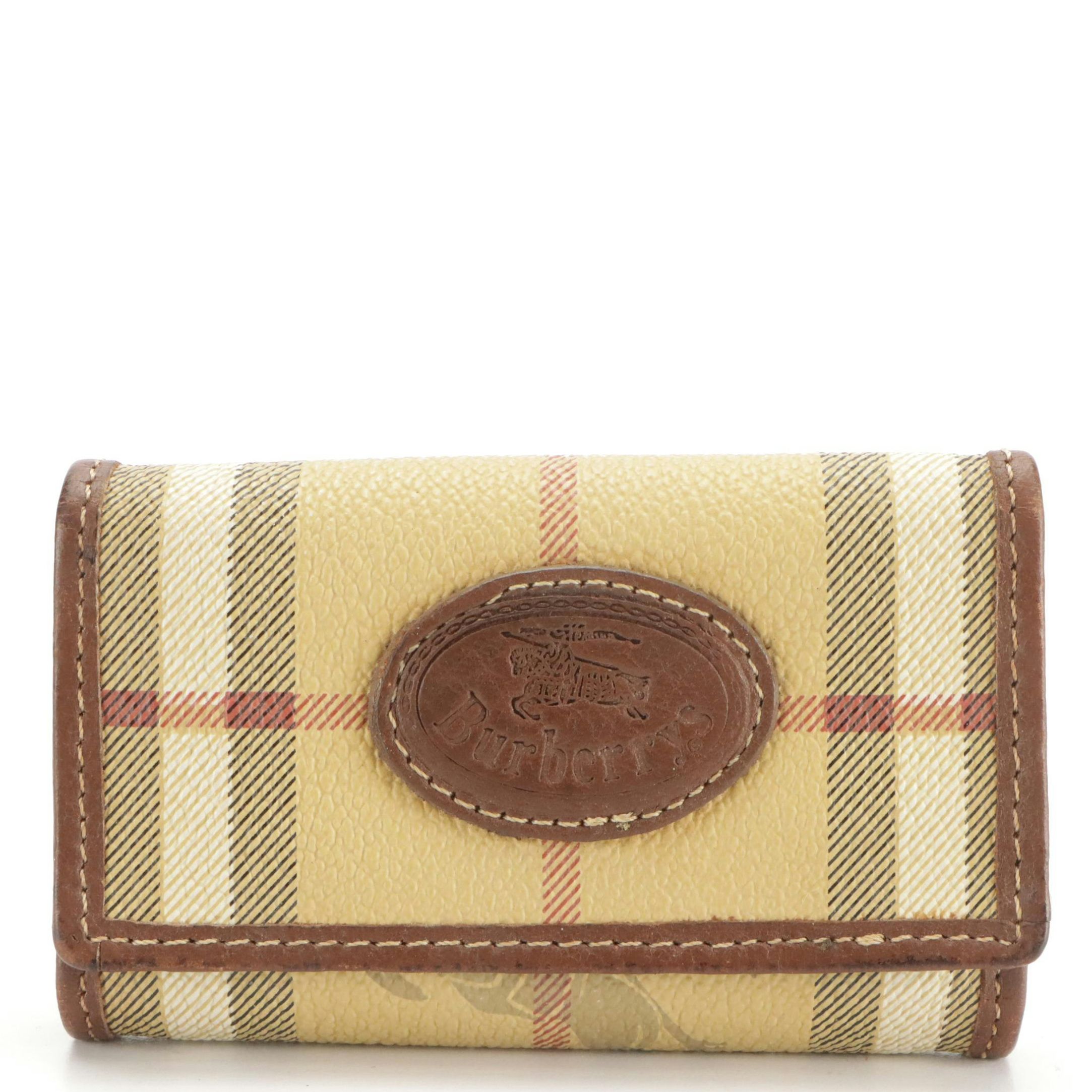 Burberrys Compact Key Case in Haymarket Check Canvas and Leather