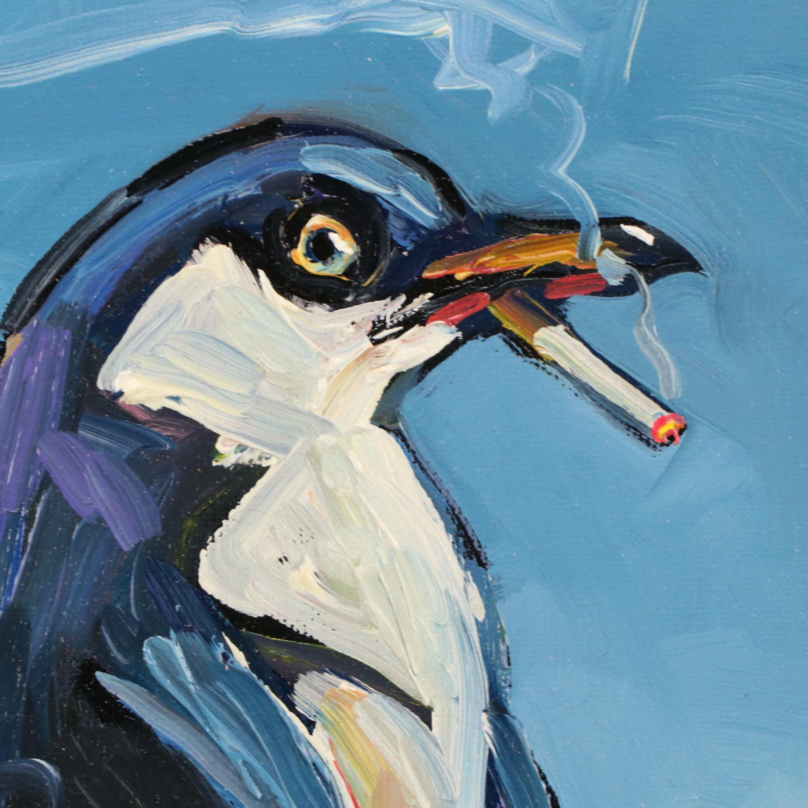 William Hawkins Oil Painting "Smoking Penguin"