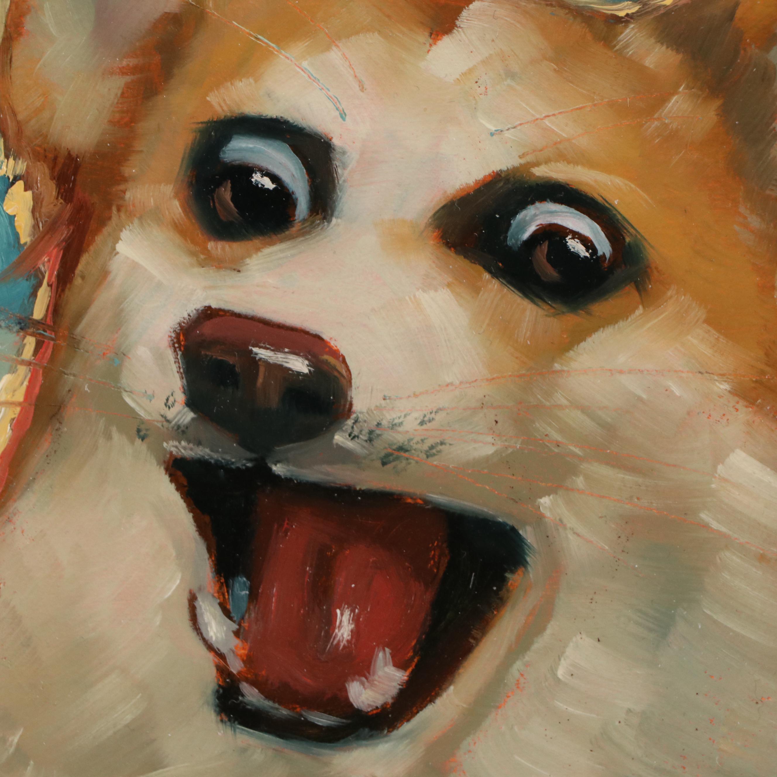 David Ussery Oil Painting of Corgi "WTF," 2024