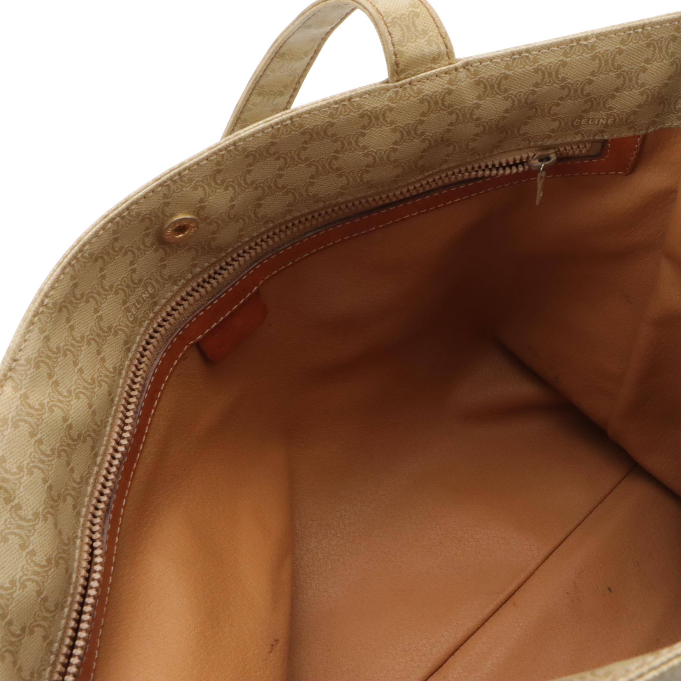 Celine Triomphe Coated Canvas and Leather Tote Bag