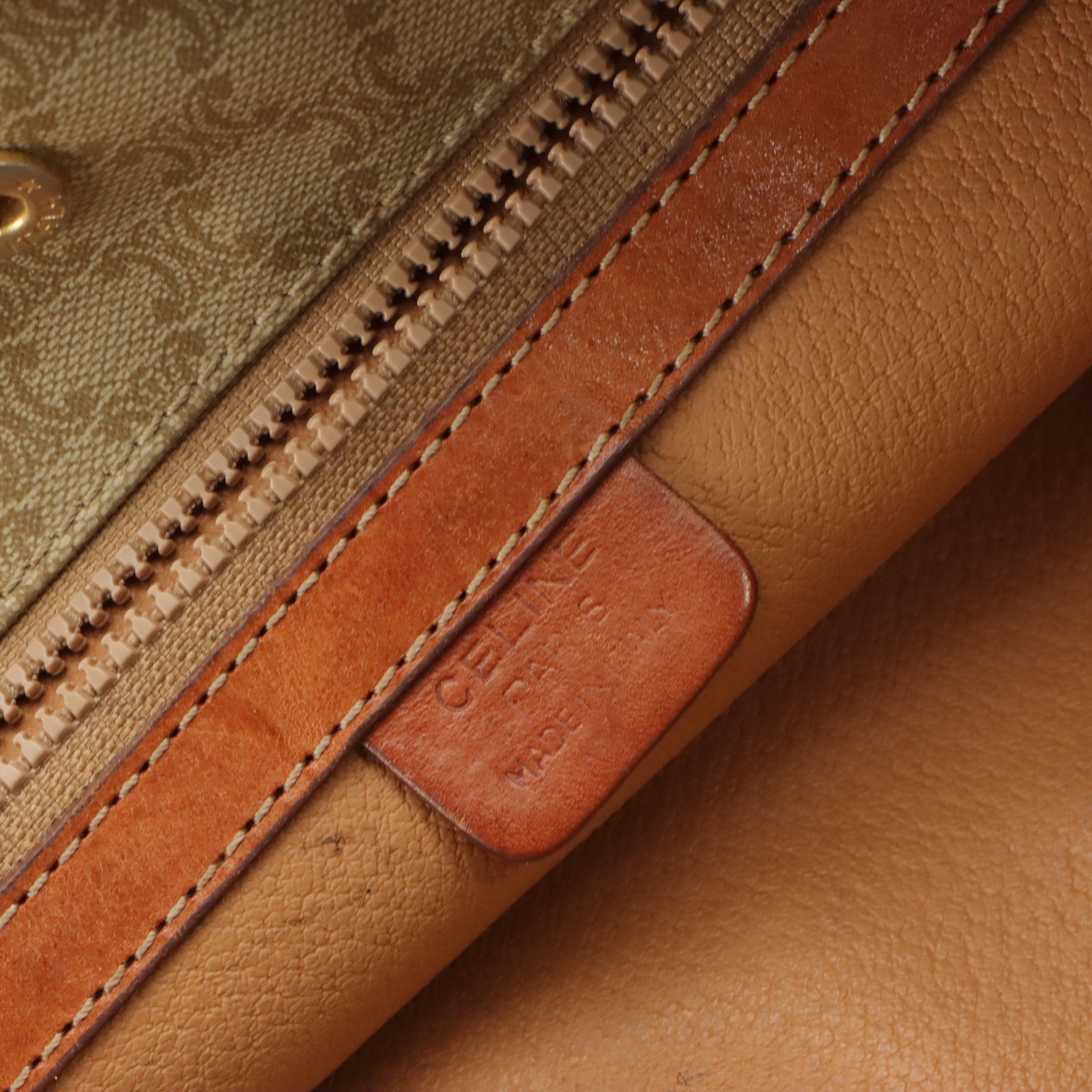 Celine Triomphe Coated Canvas and Leather Tote Bag