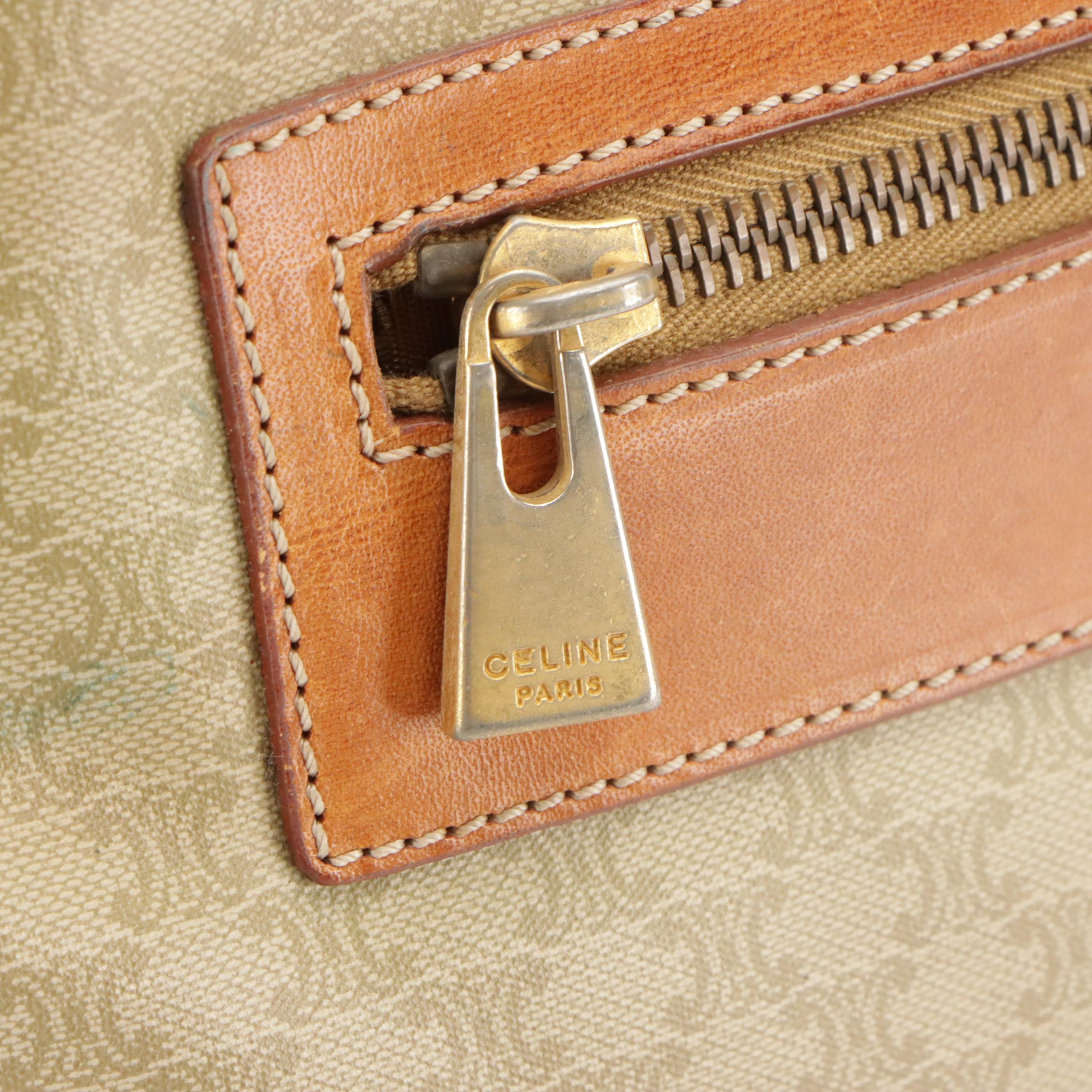 Celine Triomphe Coated Canvas and Leather Tote Bag