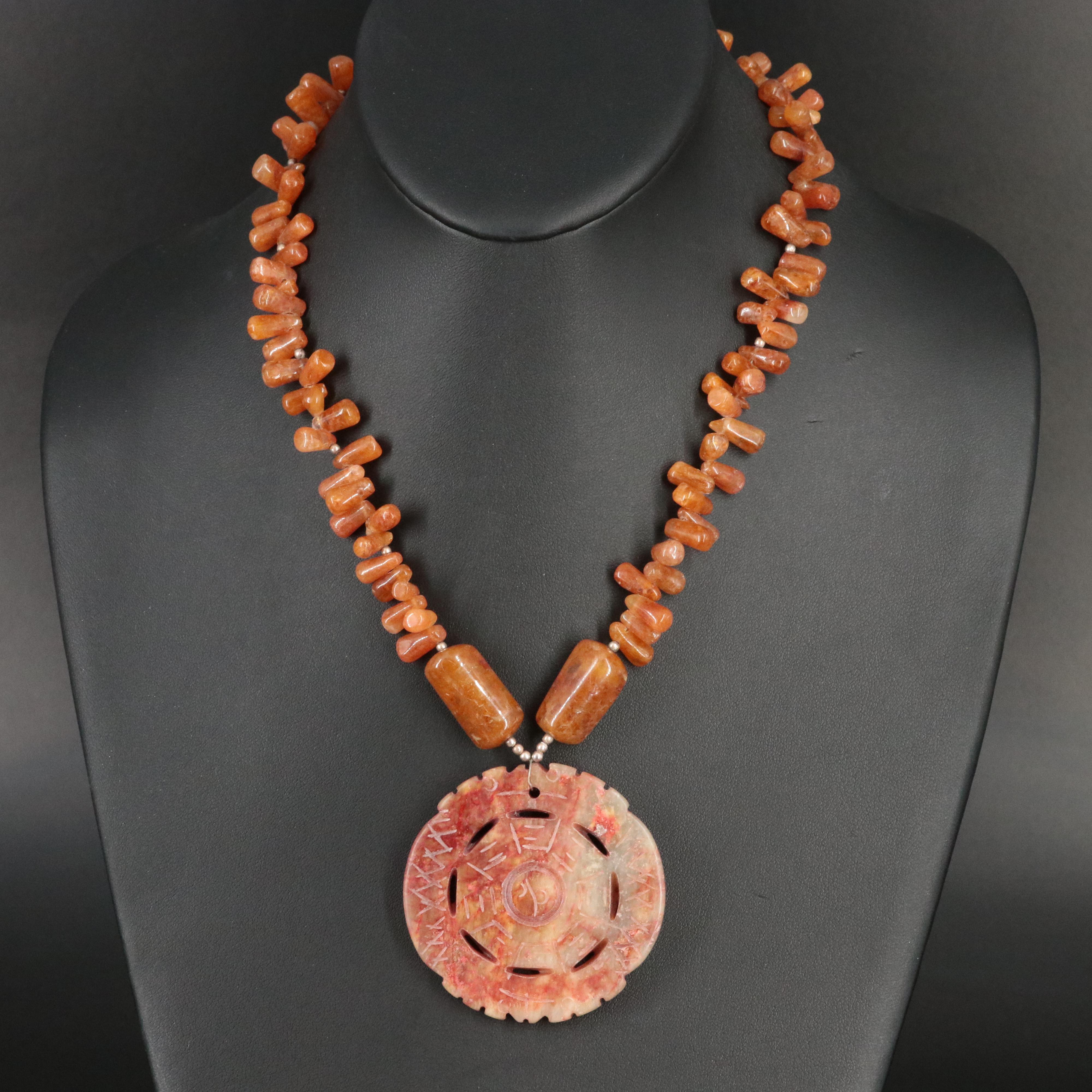 Sterling Serpentine and Quartz Necklace