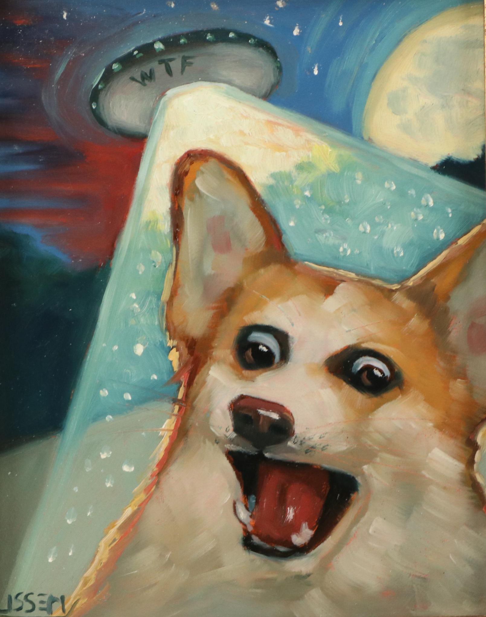 David Ussery Oil Painting of Corgi "WTF," 2024