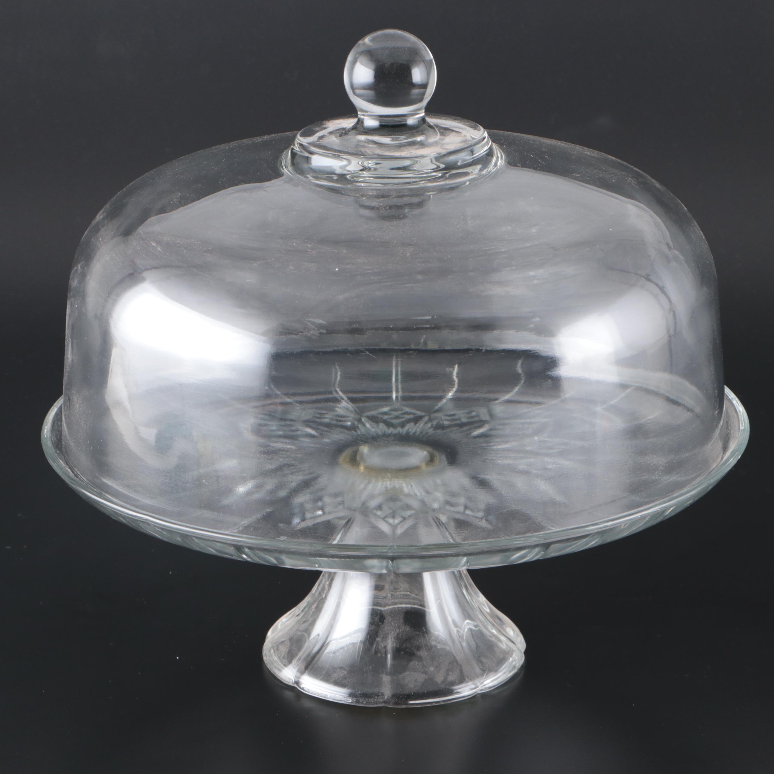 Etched Glass Decanter, Decanter with Metal Stand, Cake Stand and Decorative Bowl