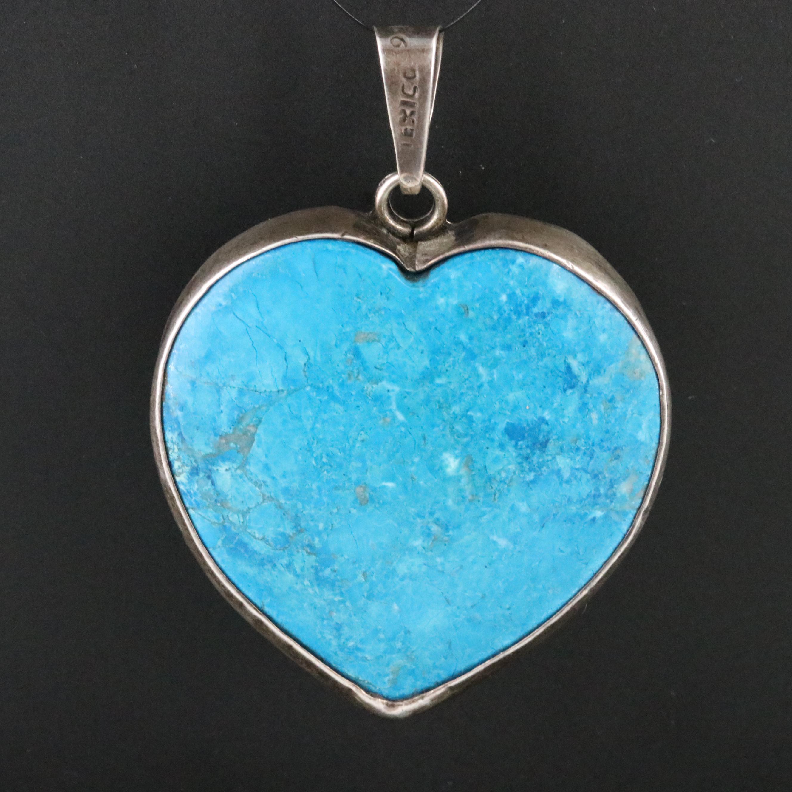 Mexican Sterling Magnesite Heart Pendant