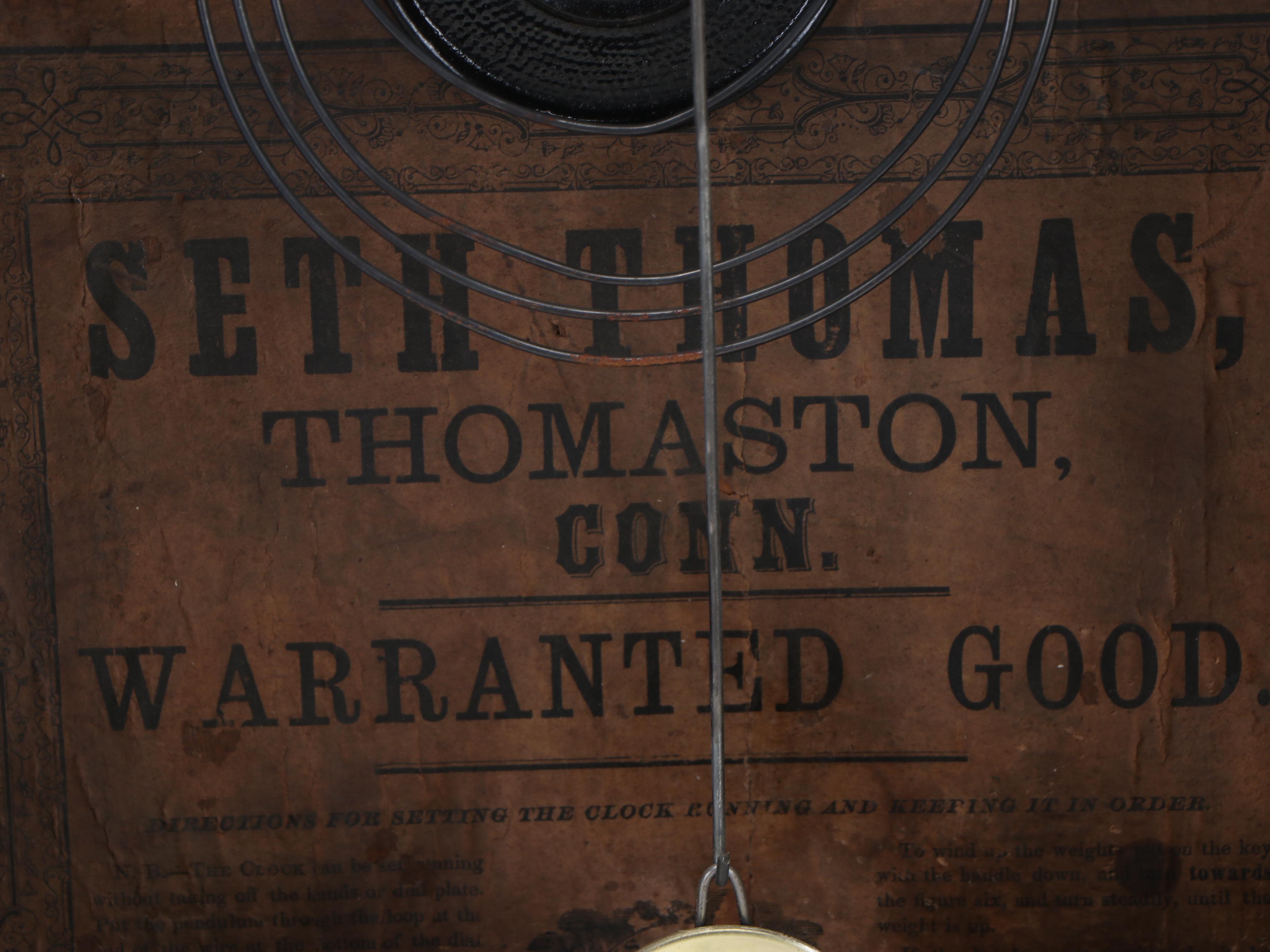 Seth Thomas Flame Mahogany Veneer Ogee Mantel Clock, Mid to Late 19th Century