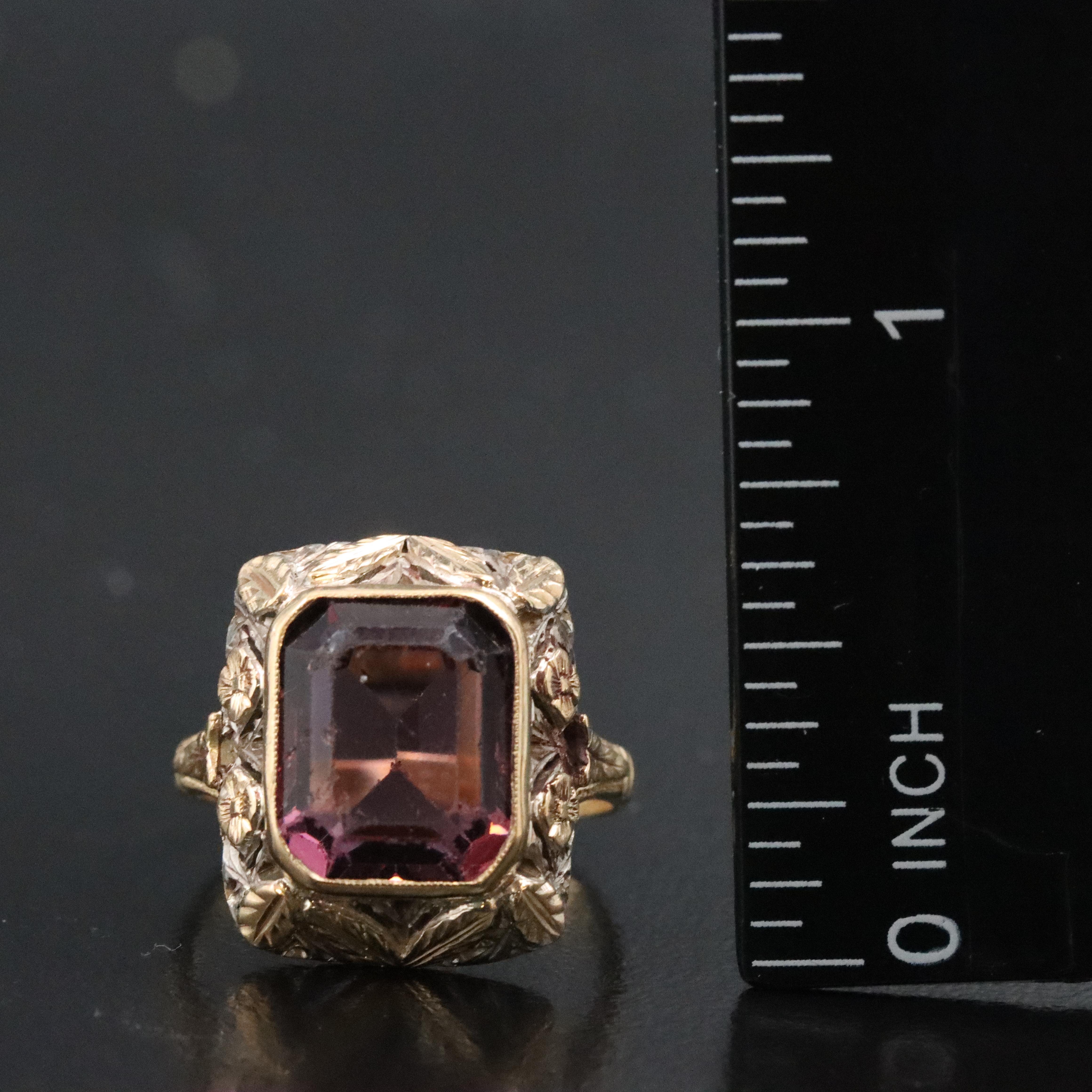 Antique 14K and 18K Two-Tone Glass Stone Ring