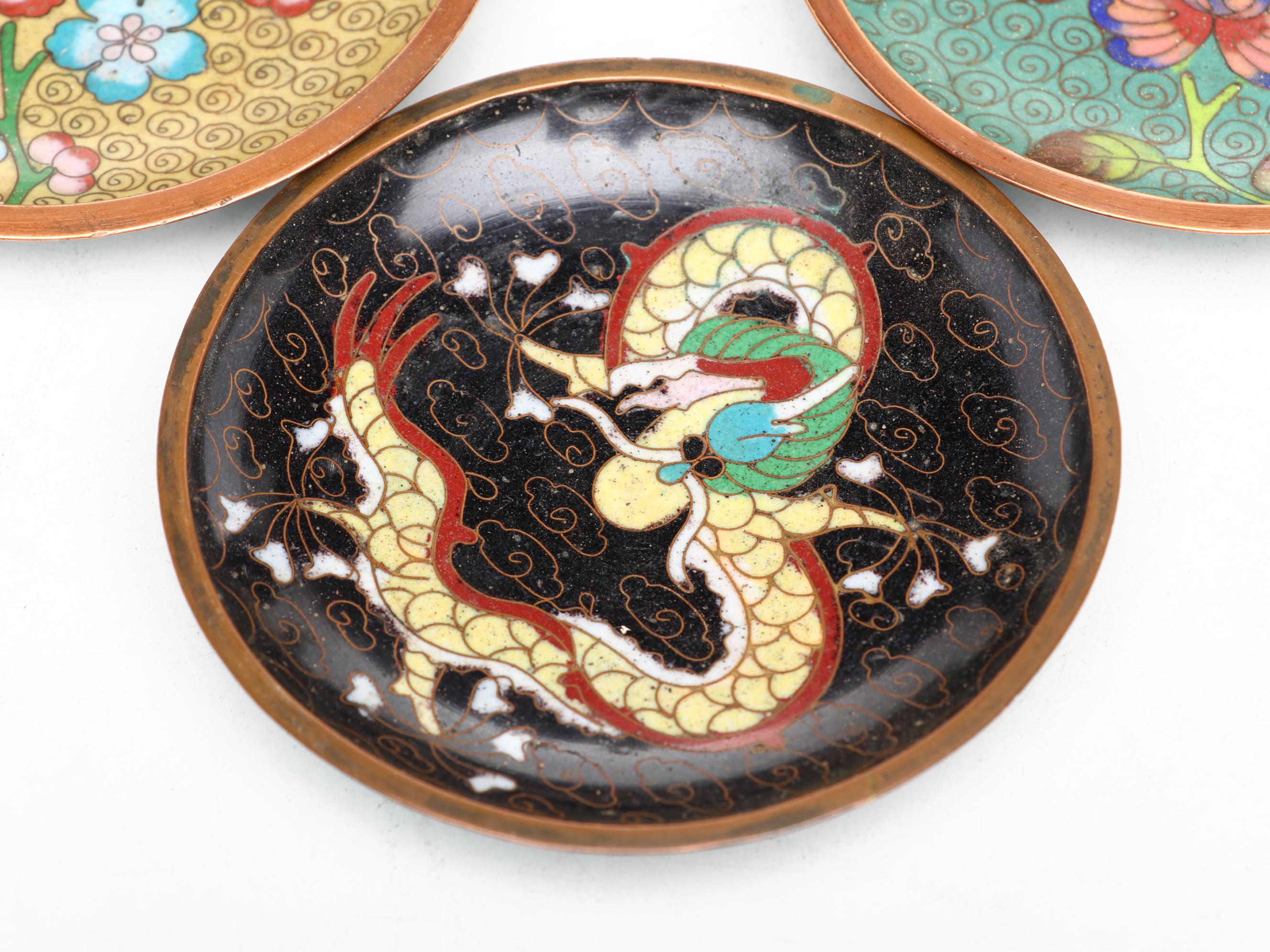 Chinese Cloisonné Enamel on Brass Plates, Bowls, Mini Vases and More