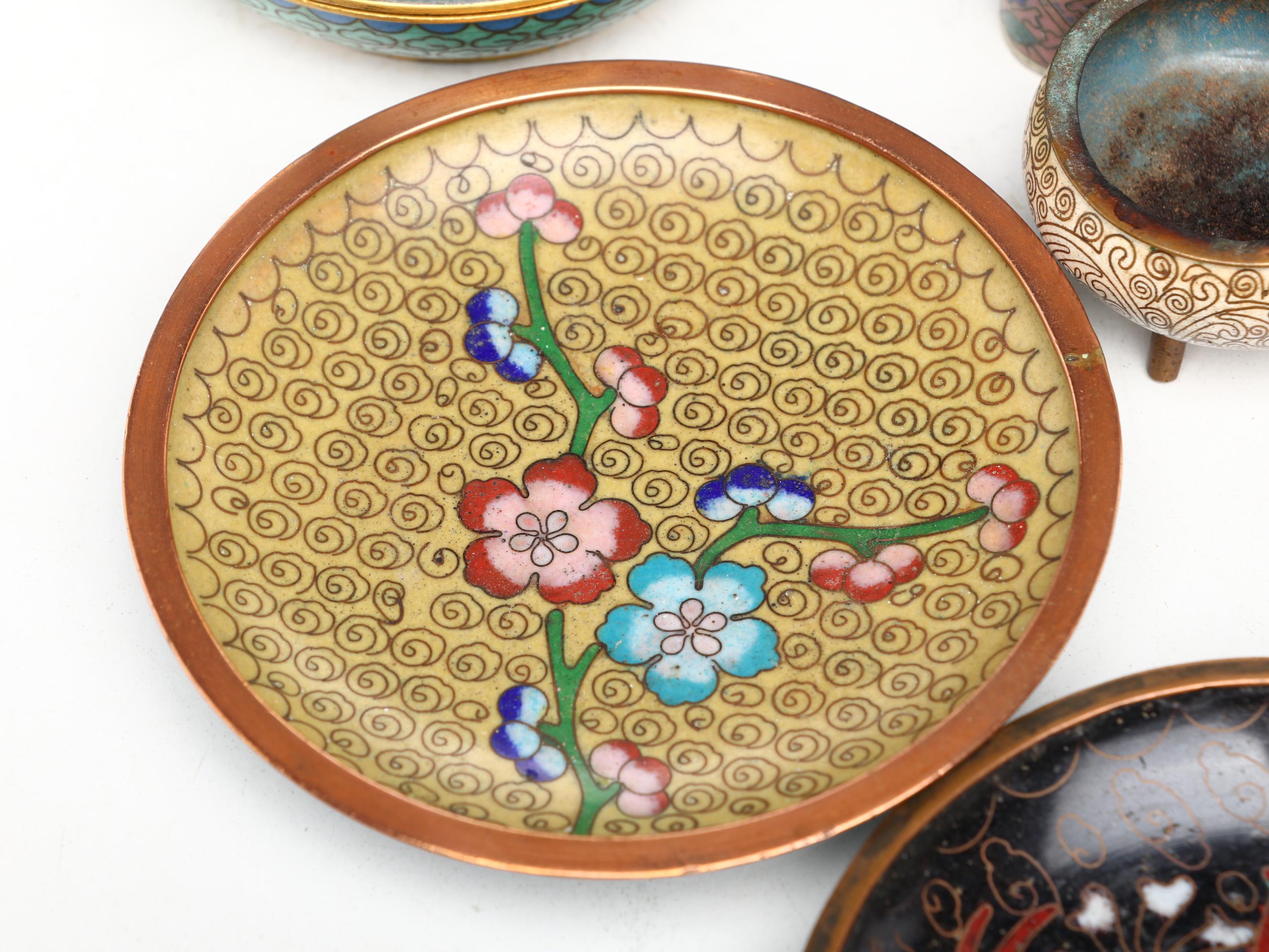 Chinese Cloisonné Enamel on Brass Plates, Bowls, Mini Vases and More